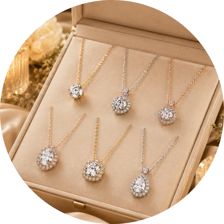 Solitaire & Halo Necklaces Collection