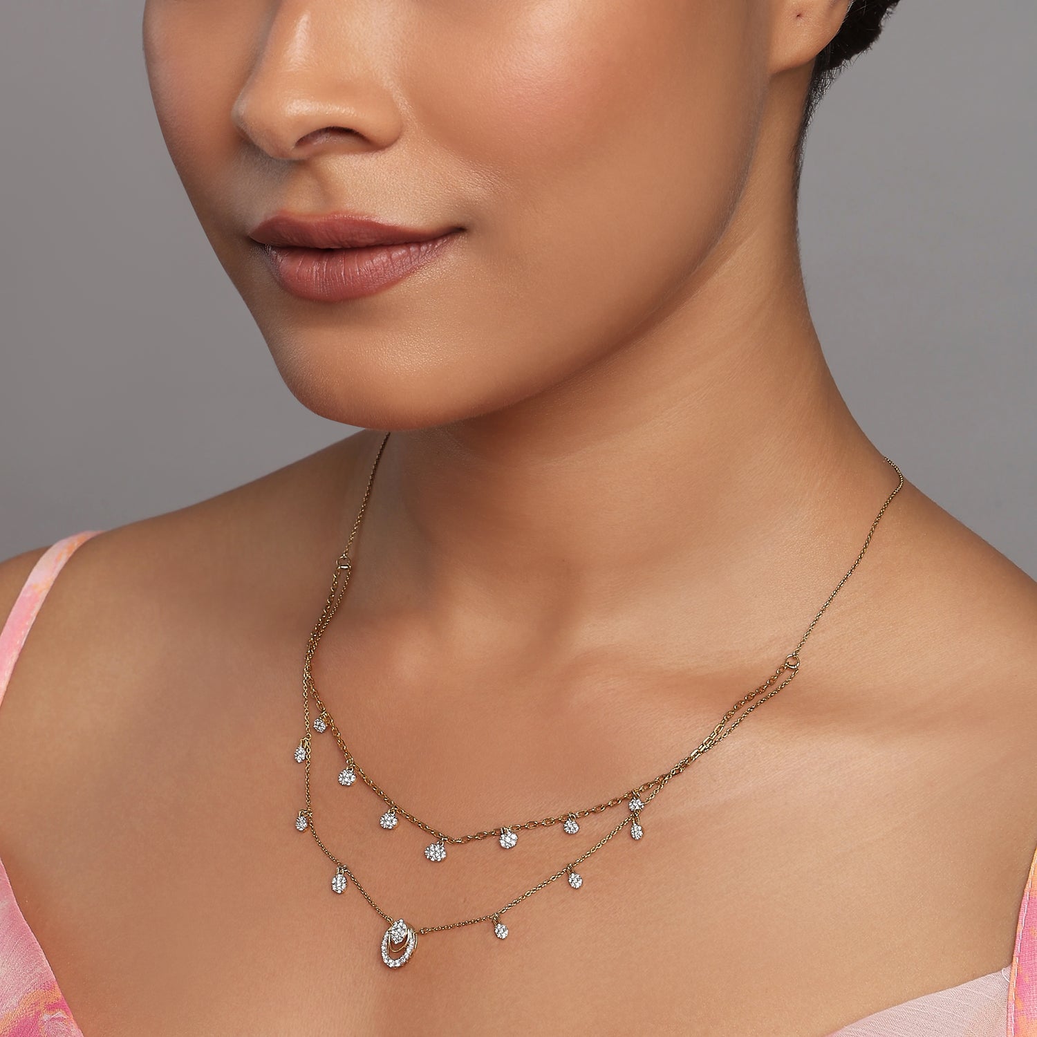 Elegant Double Layered Droplet Necklace for Timeless Sophistication and Grace