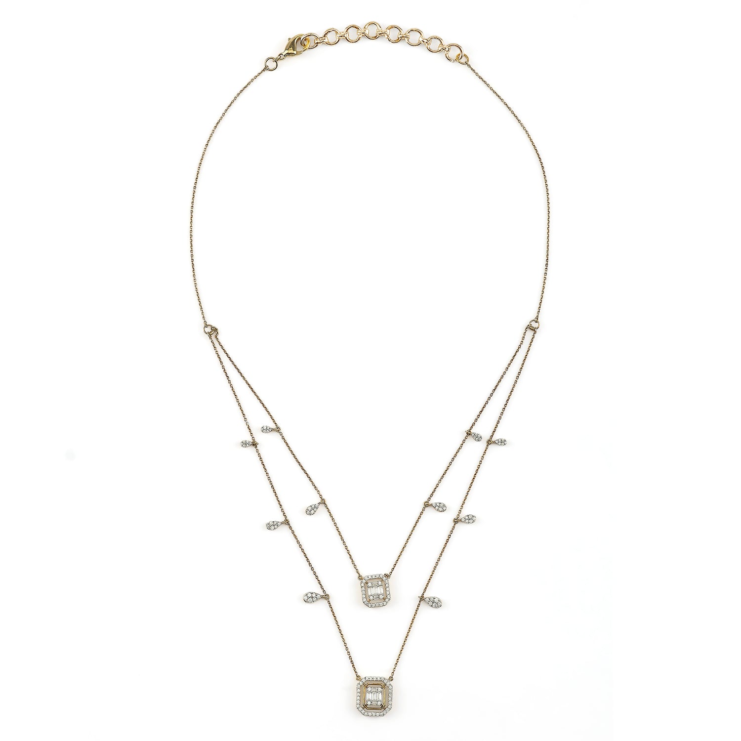Elegant Double Layered Necklace With Droplets