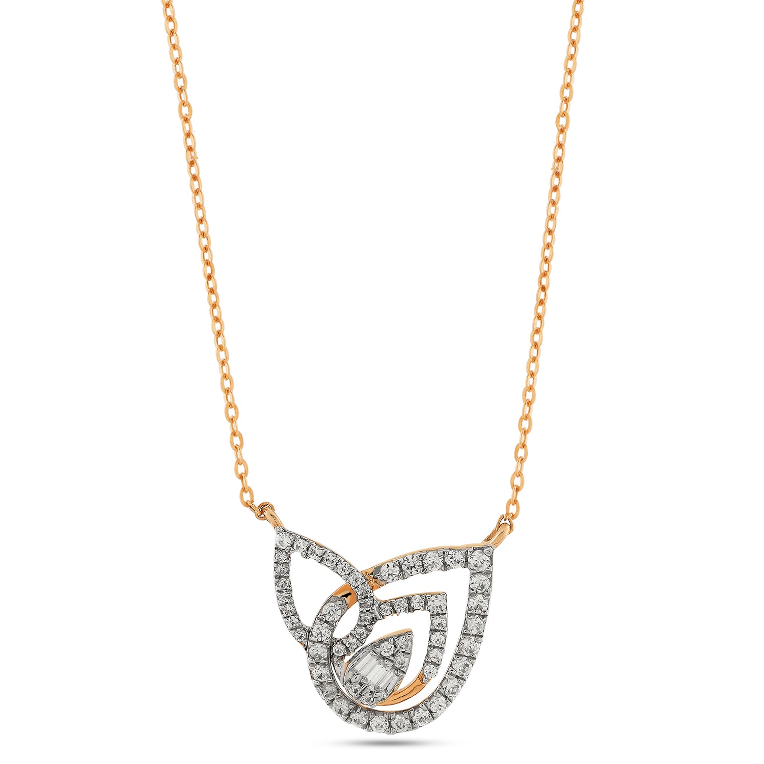 Elegant Golden Triple Leaf Motif Necklace With Shimmering Petal Accents