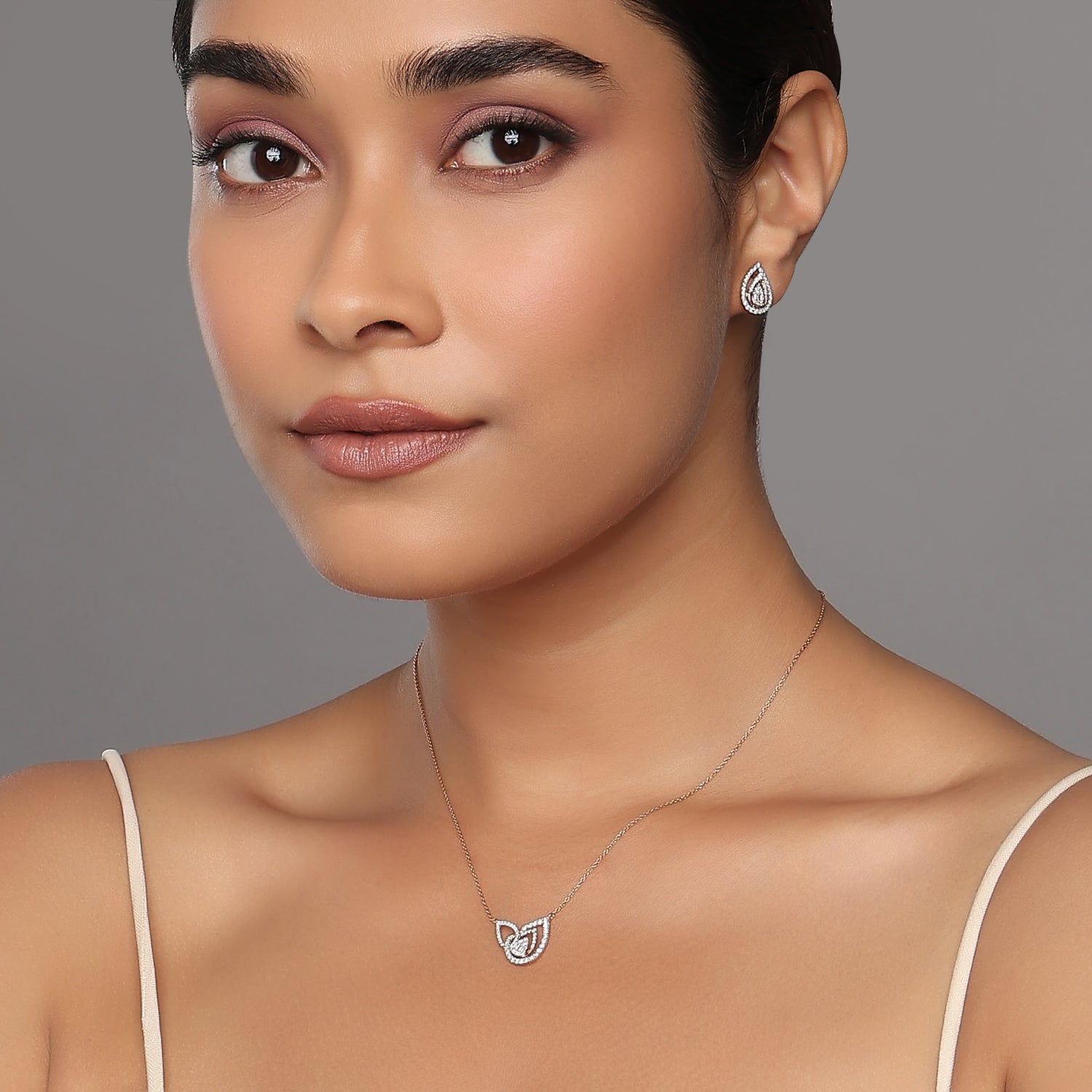Layered Teardrop Pendant and Drop Earring Set