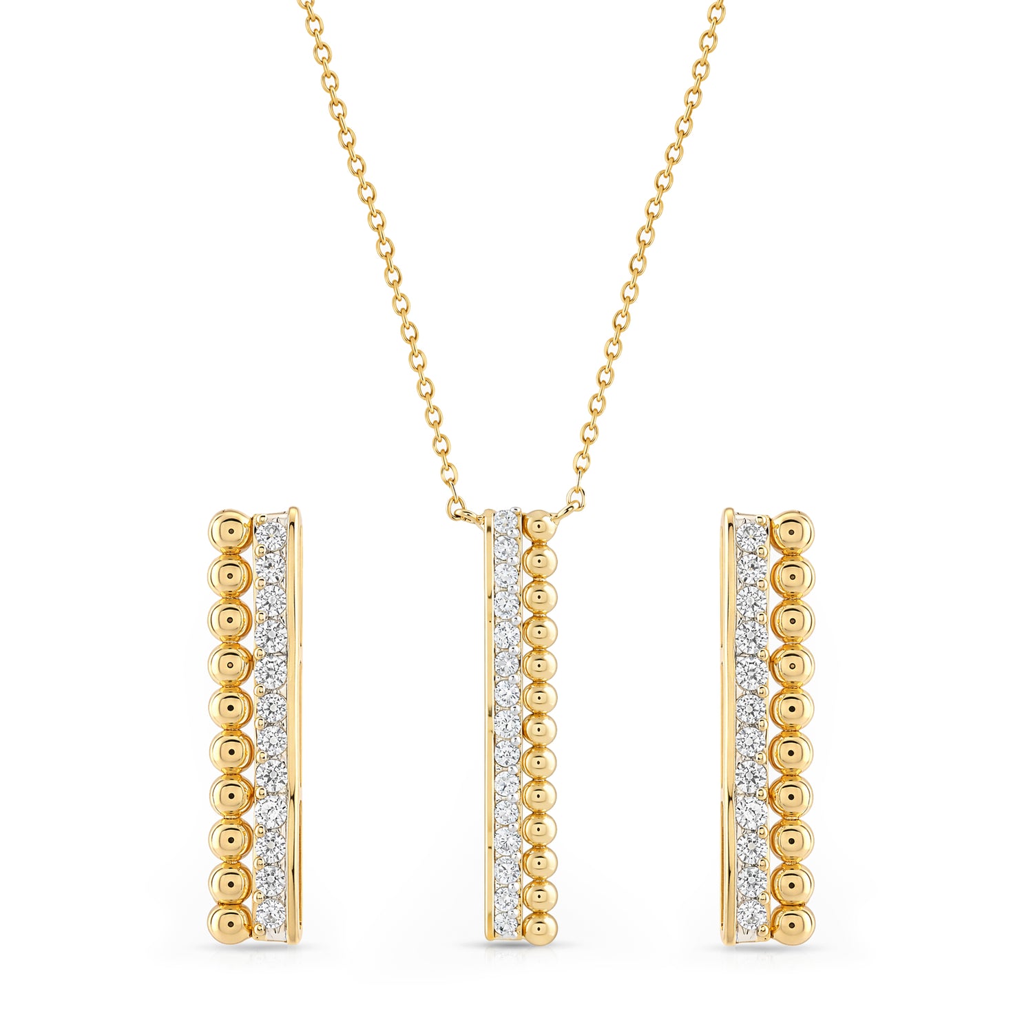 Elegant Celestial Harmony Pendant and Matching Bar Earrings Jewelry Set