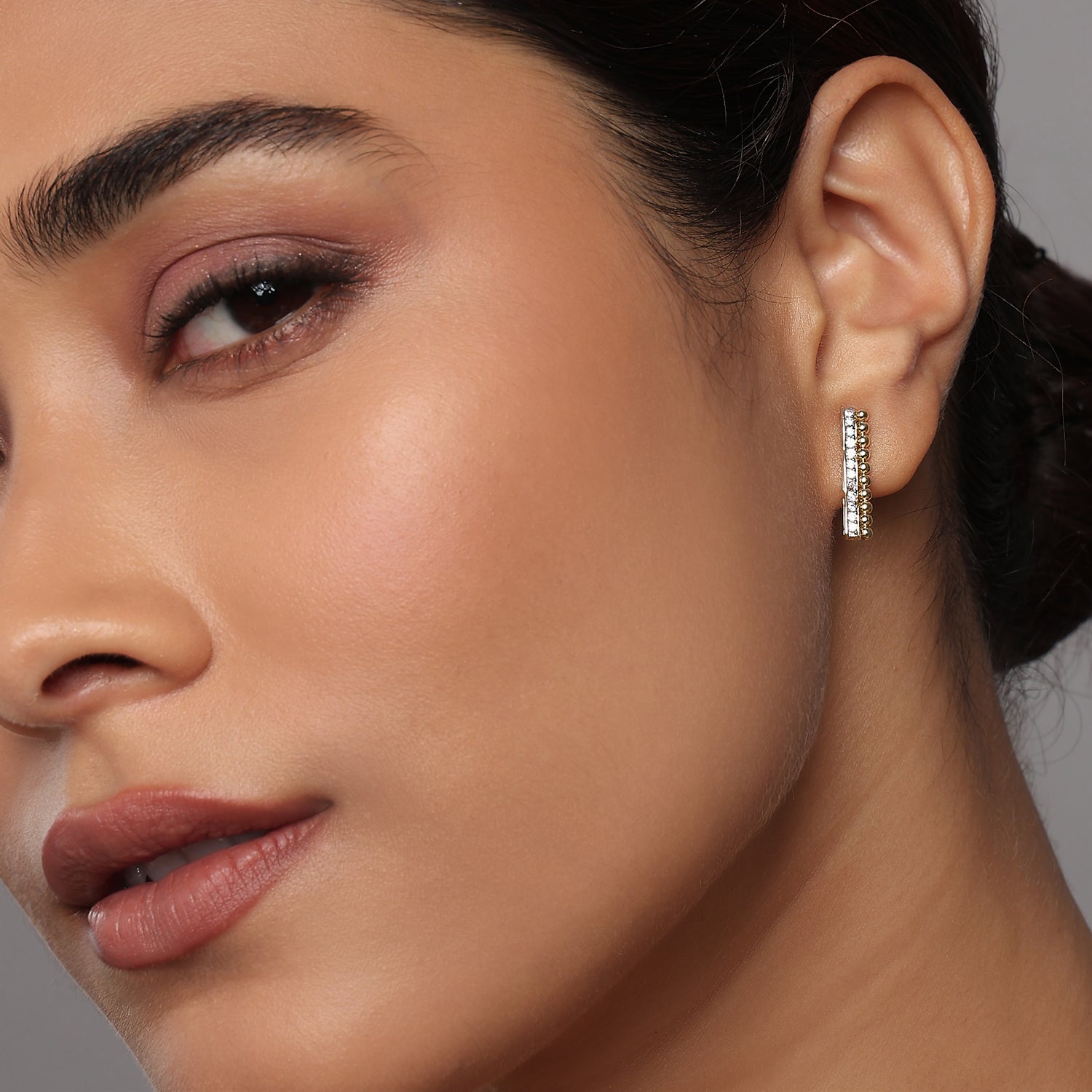 Contemporary Geometric Bar Earrings With Sparkling Stone Detail