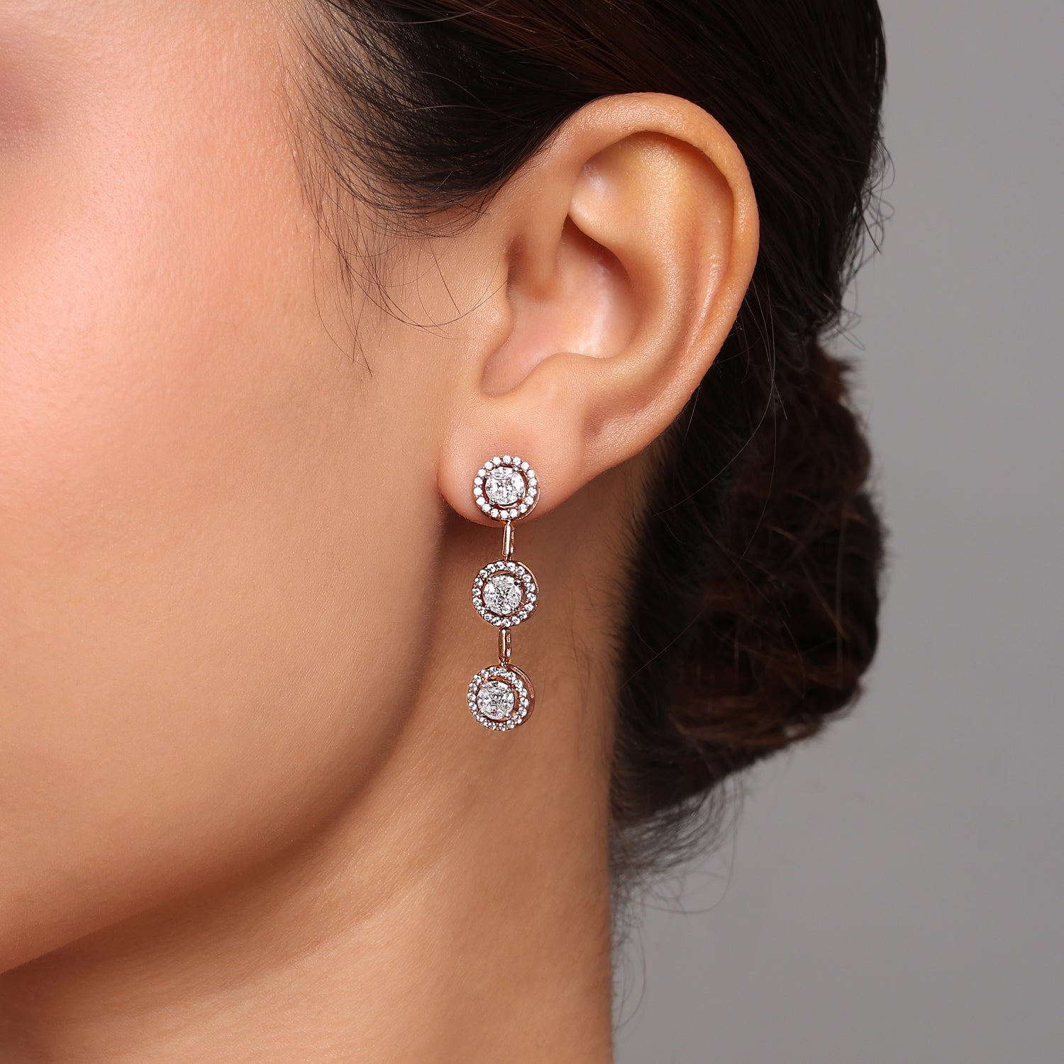 Radiant Halo Drop Earrings with Refined Modern Evening Grace
