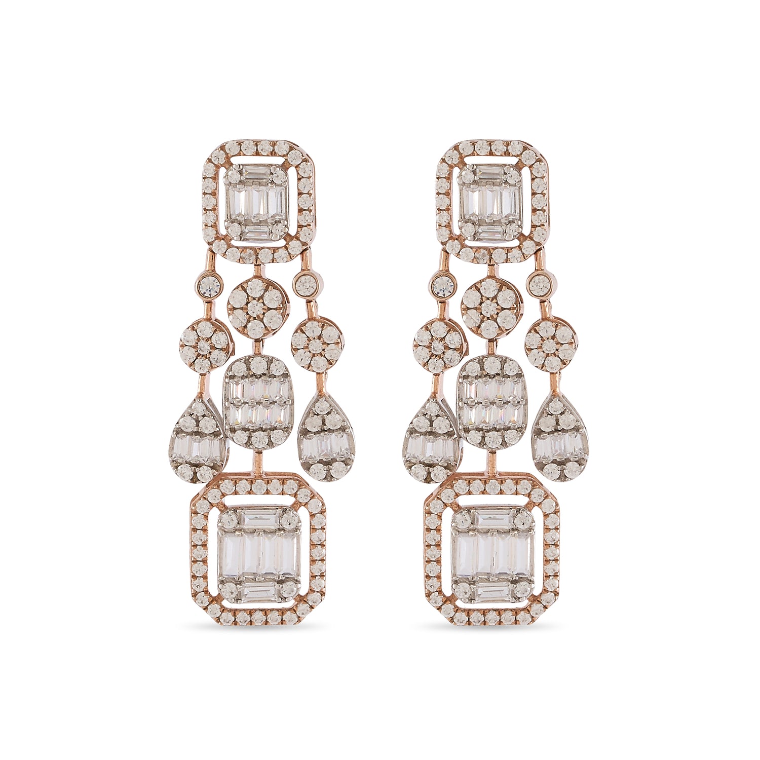 Radiant Chandelier Drop Earrings with Geometric and Classic Detailing