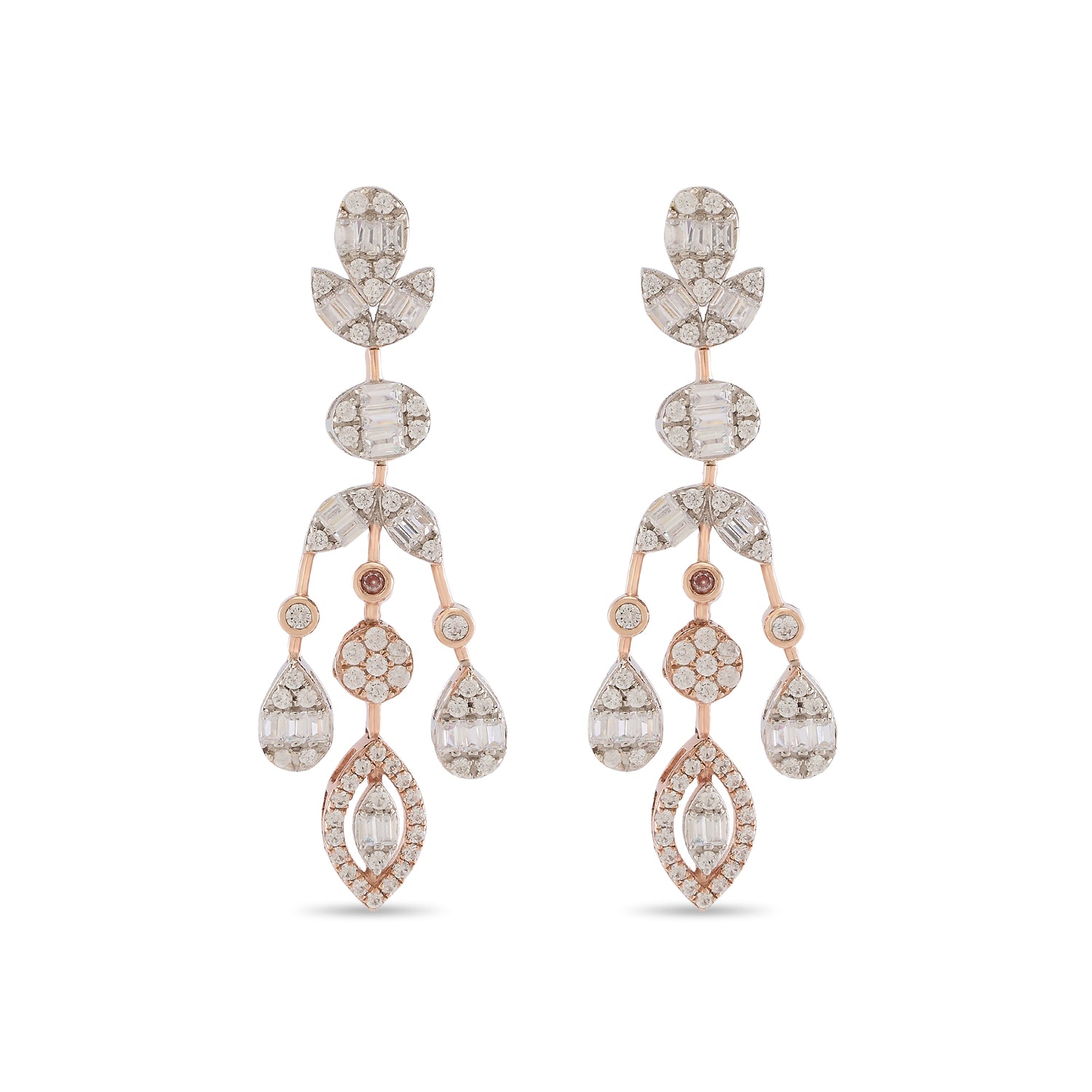 Graceful Floral Chandelier Drop Earrings with Elegant Layered Motifs