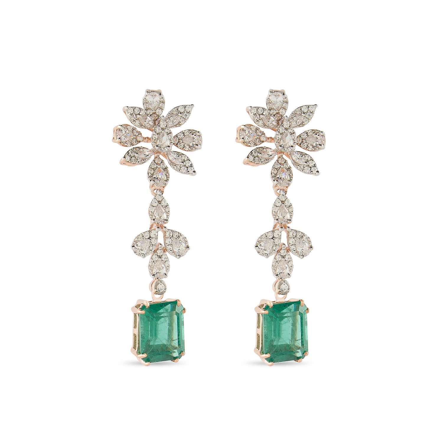Floral Cascade Drop Earrings with Royal Statement Elegance