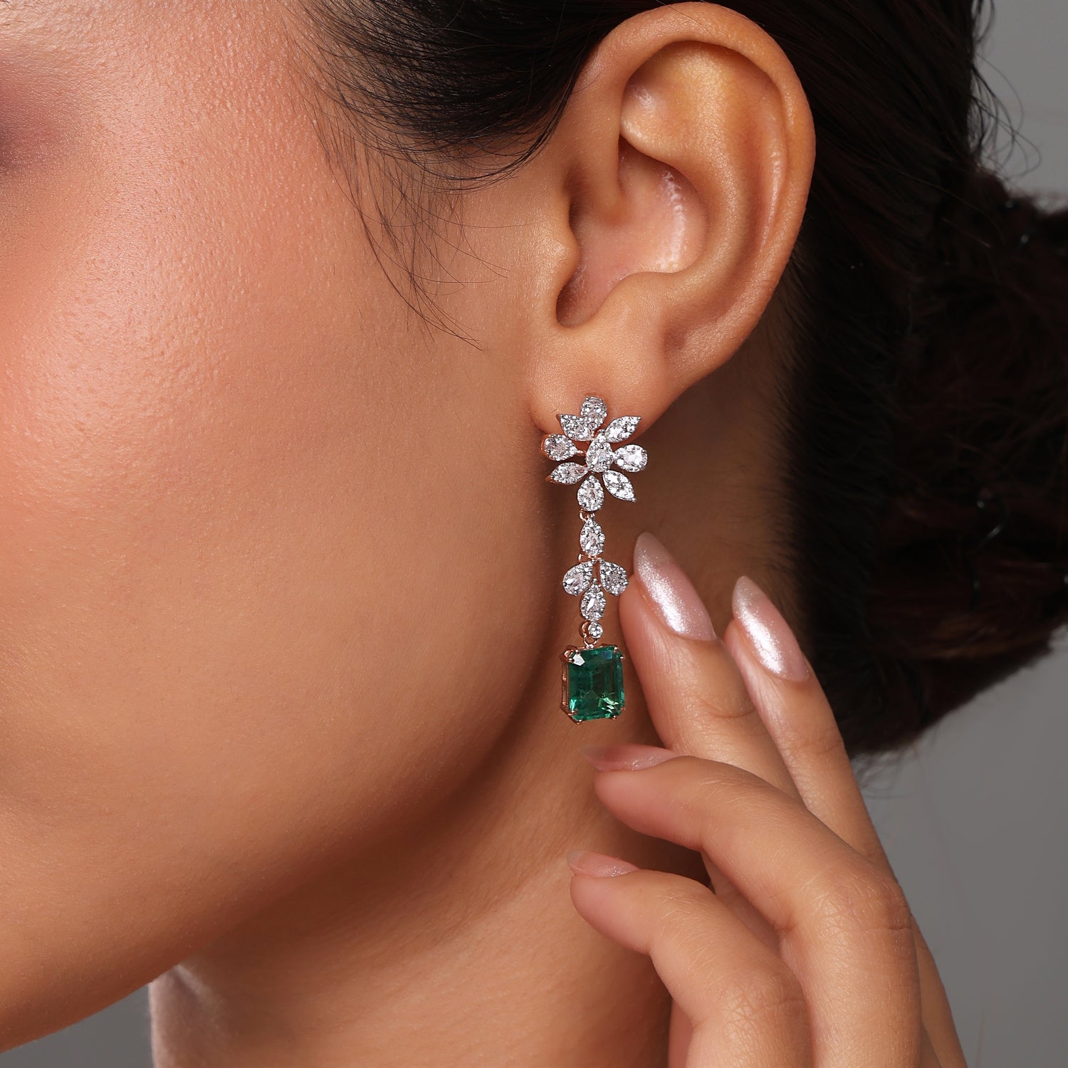 Floral Cascade Drop Earrings with Royal Statement Elegance