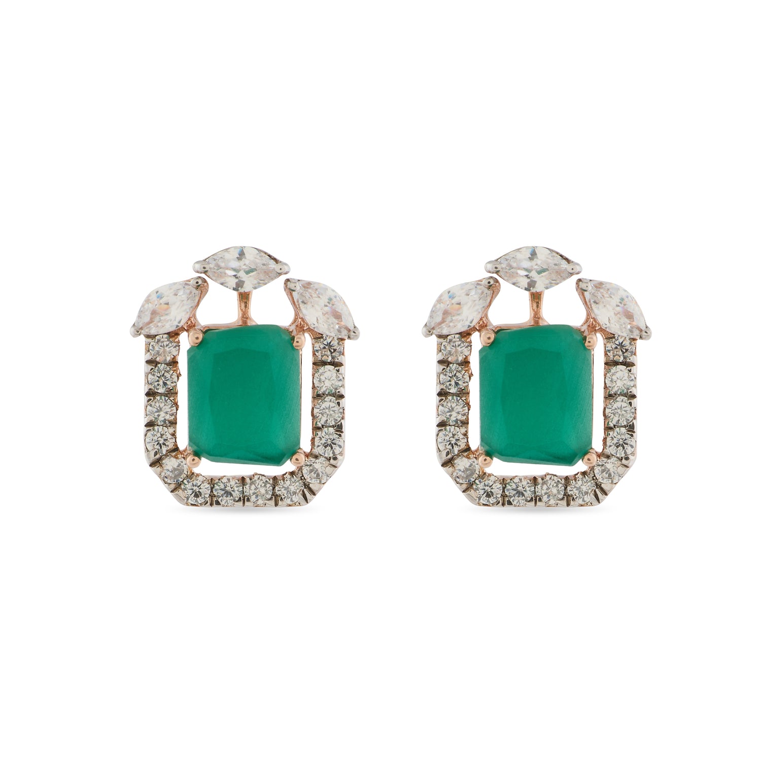 Radiant Frame Stud Earrings with Regal Symmetry and Grace