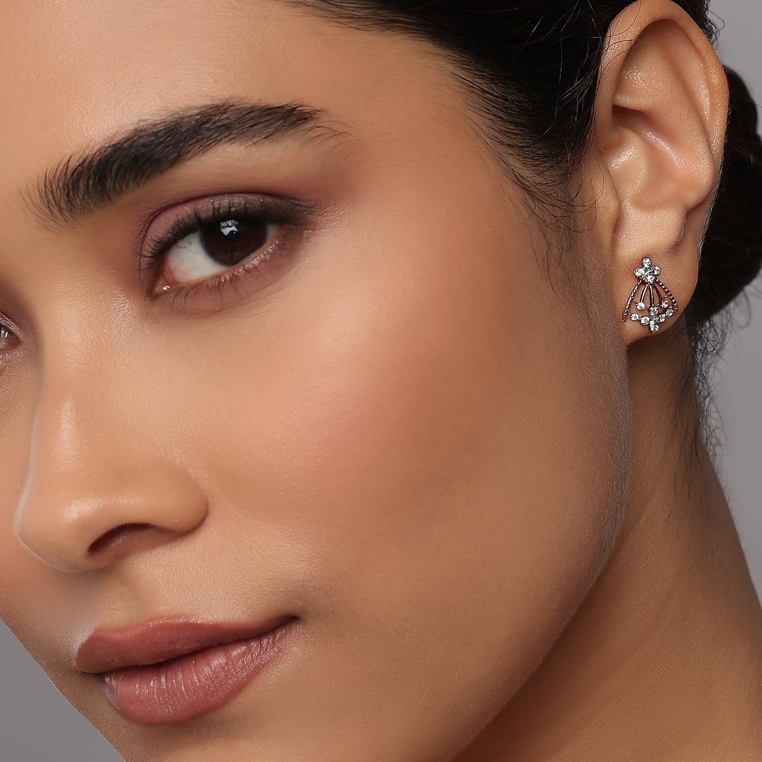 Graceful Sparkling Floral Fan Earrings Crafted For Eternal Feminine Charm