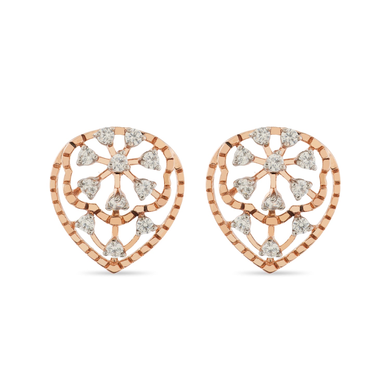 Radiant Blooming Lattice Teardrop Stud Earrings of Grace