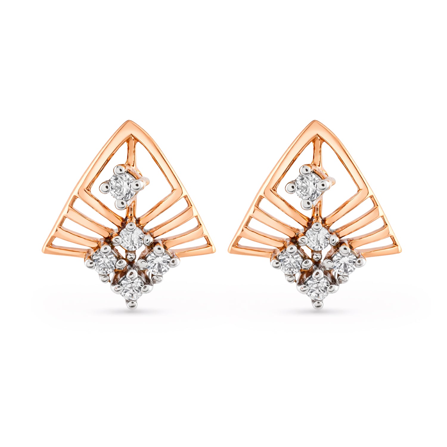 Geometric Fan Stud Earrings with Radiant Architectural Flair
