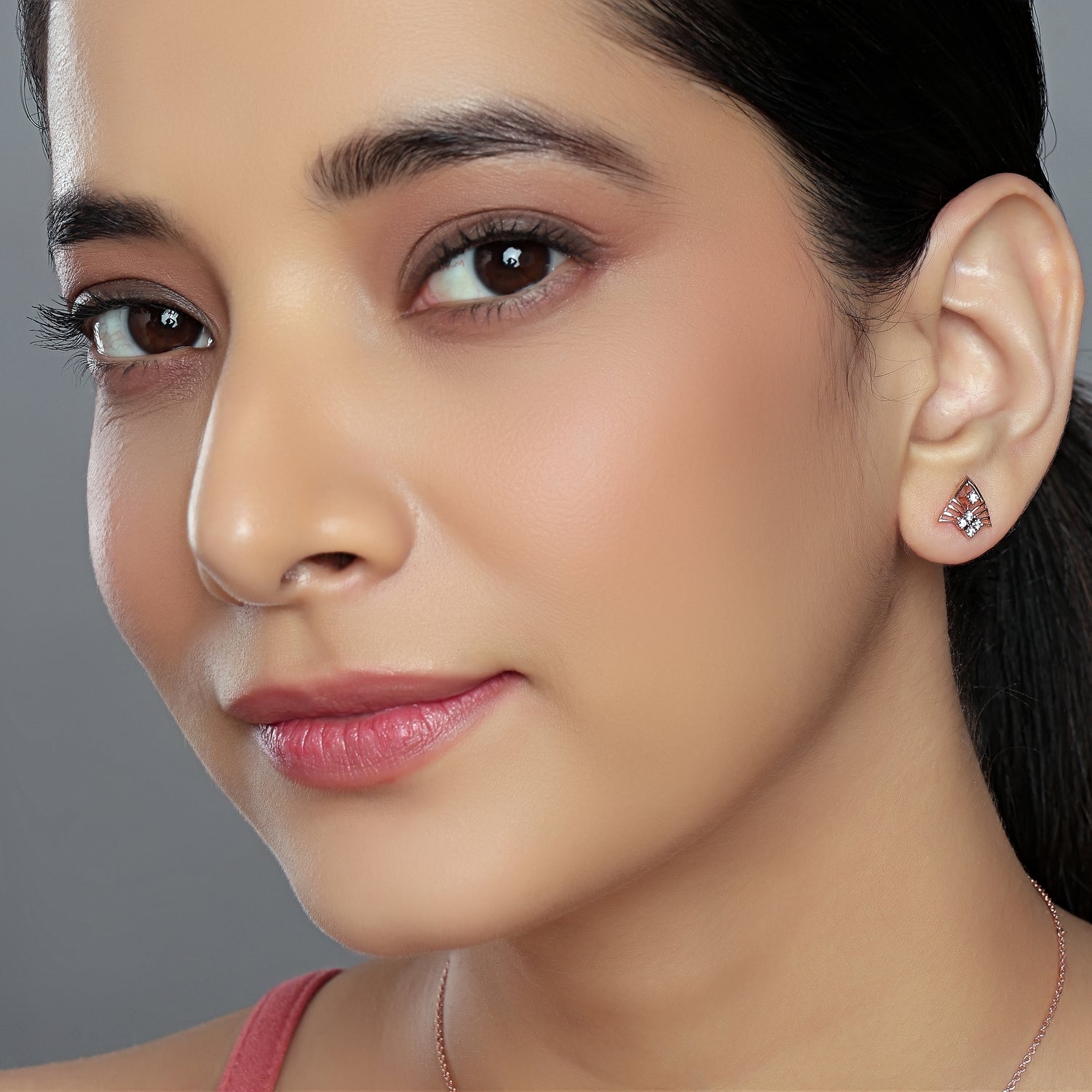 Geometric Fan Stud Earrings with Radiant Architectural Flair