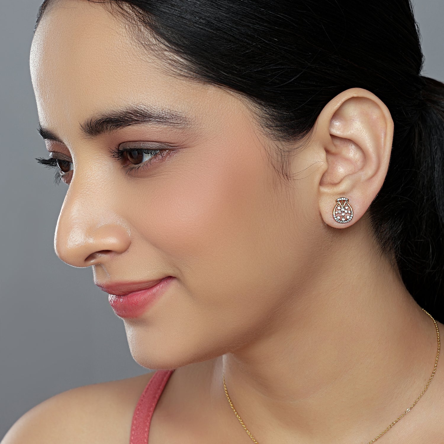 Radiant Crest Circle Stud Earrings with Regal Charm