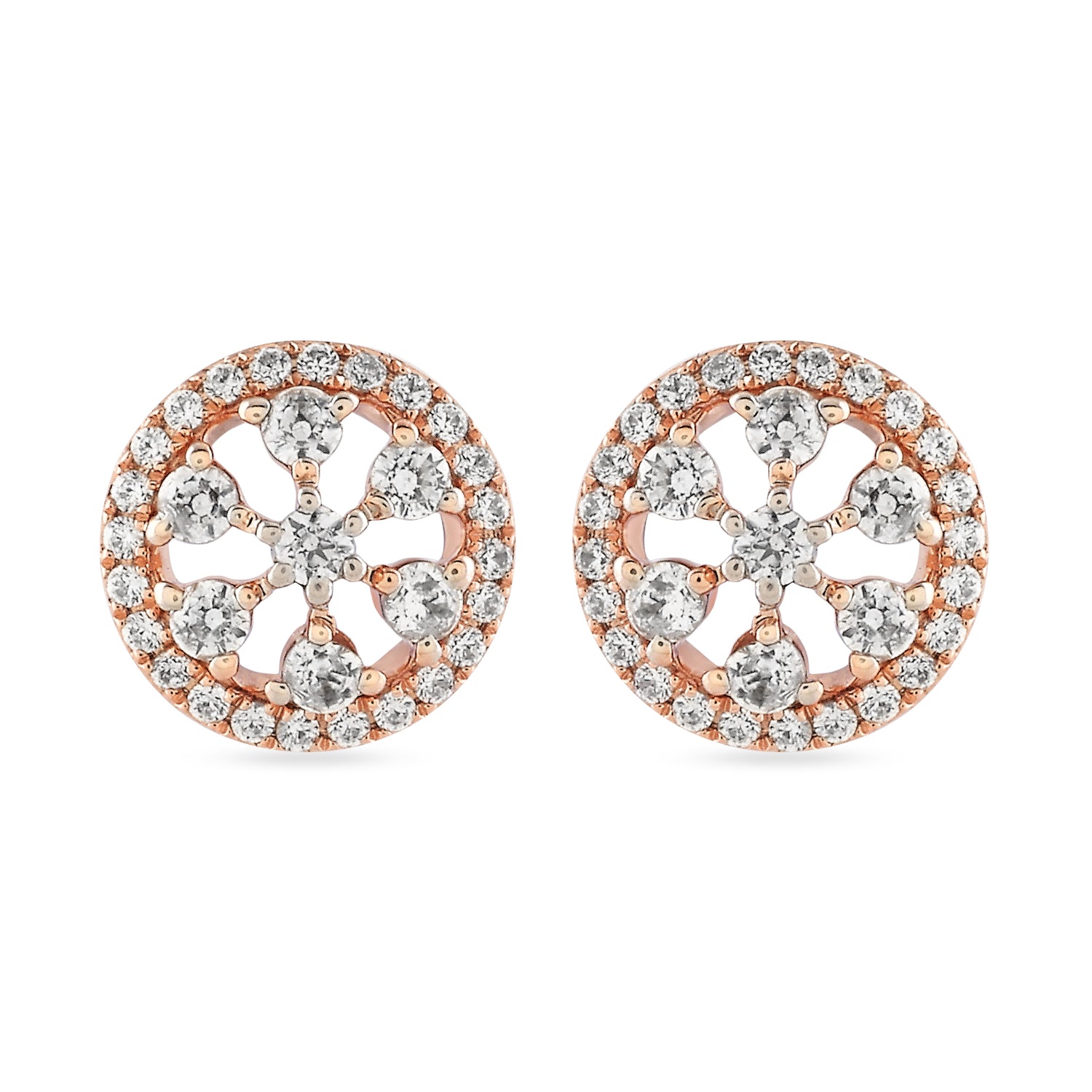 Celestial Circle Stud Earrings with Radiant Openwork Brilliance