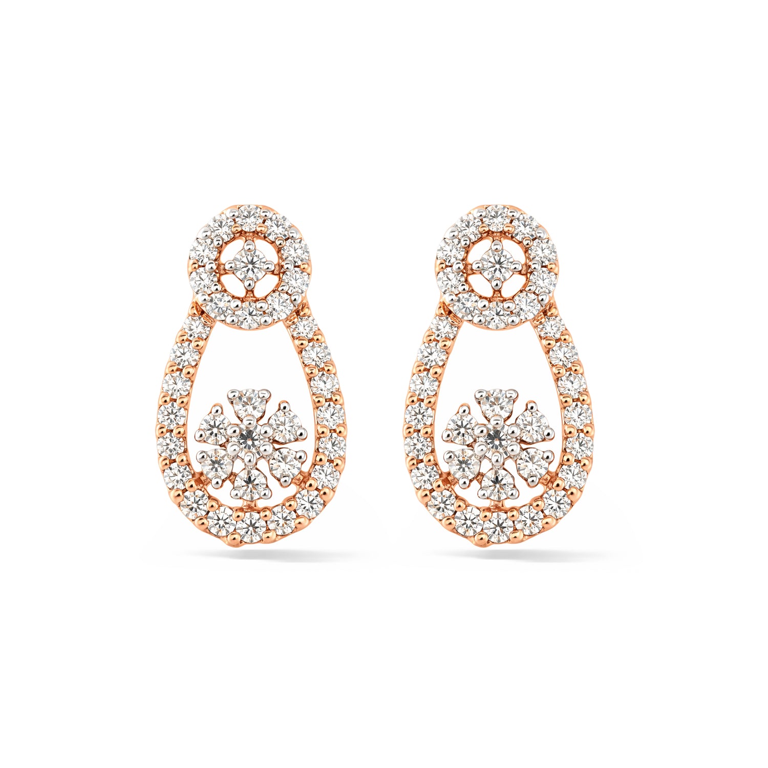 Floral Halo Drop Earrings with Graceful Open Silhouette