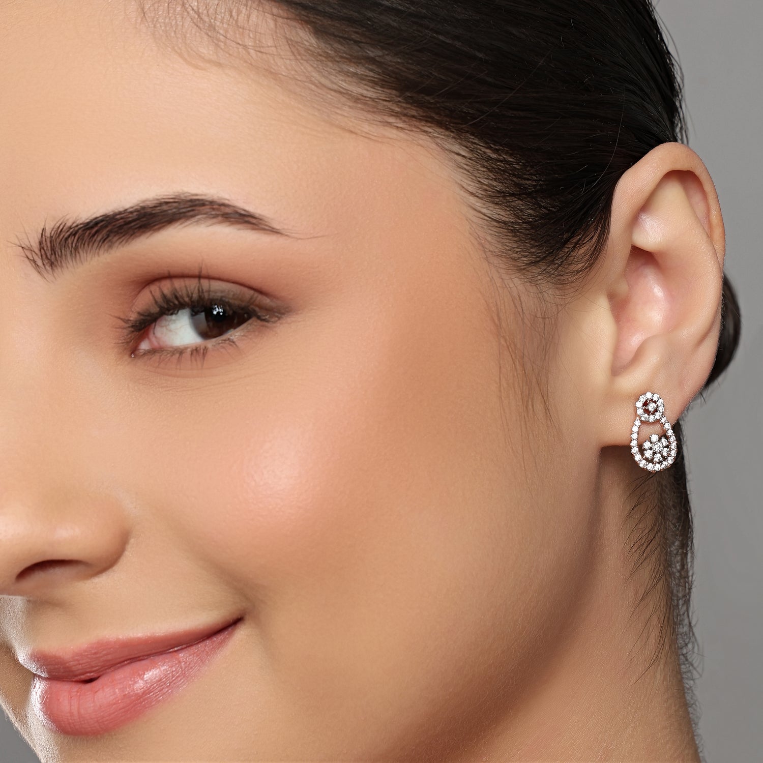 Floral Halo Drop Earrings with Graceful Open Silhouette