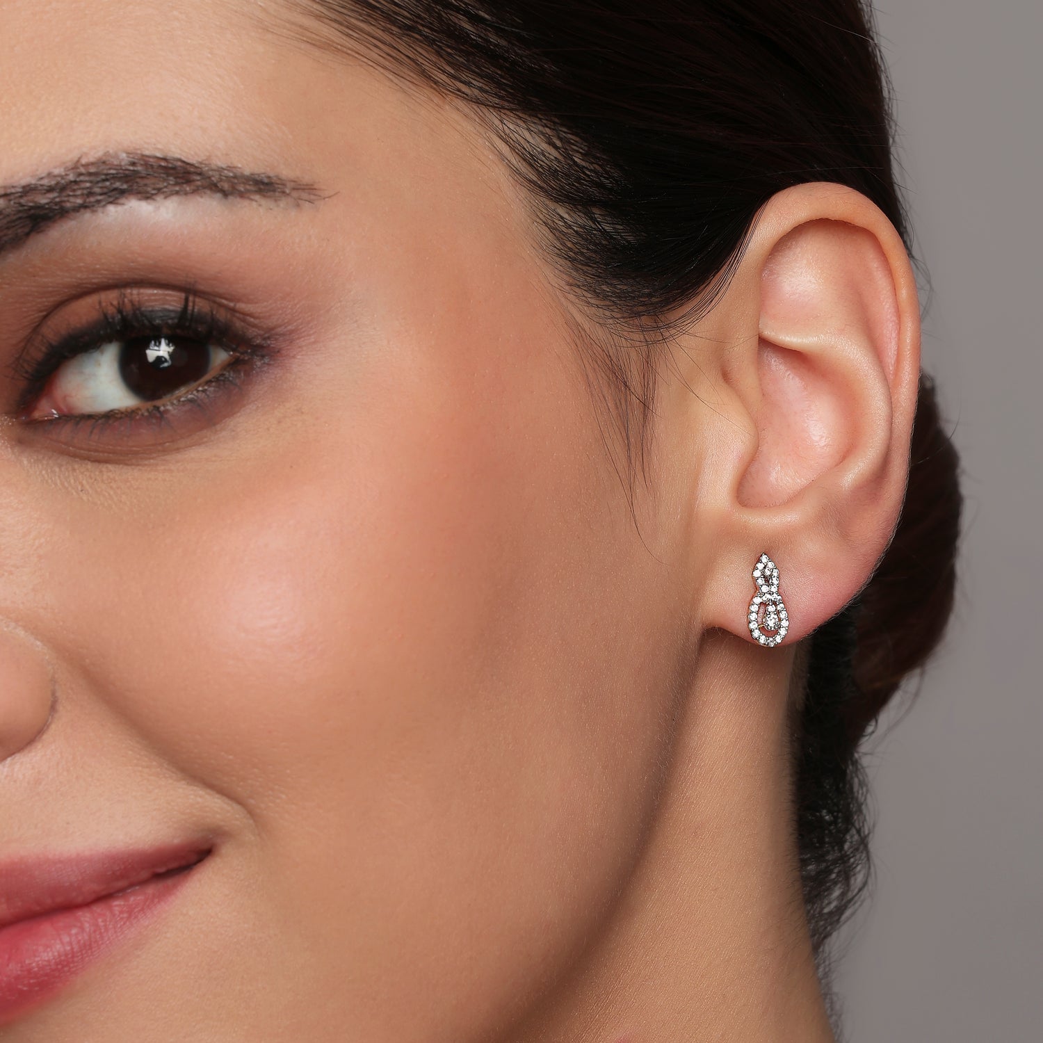 Graceful Dual Teardrop Stud Earrings with Refined Pave Accents