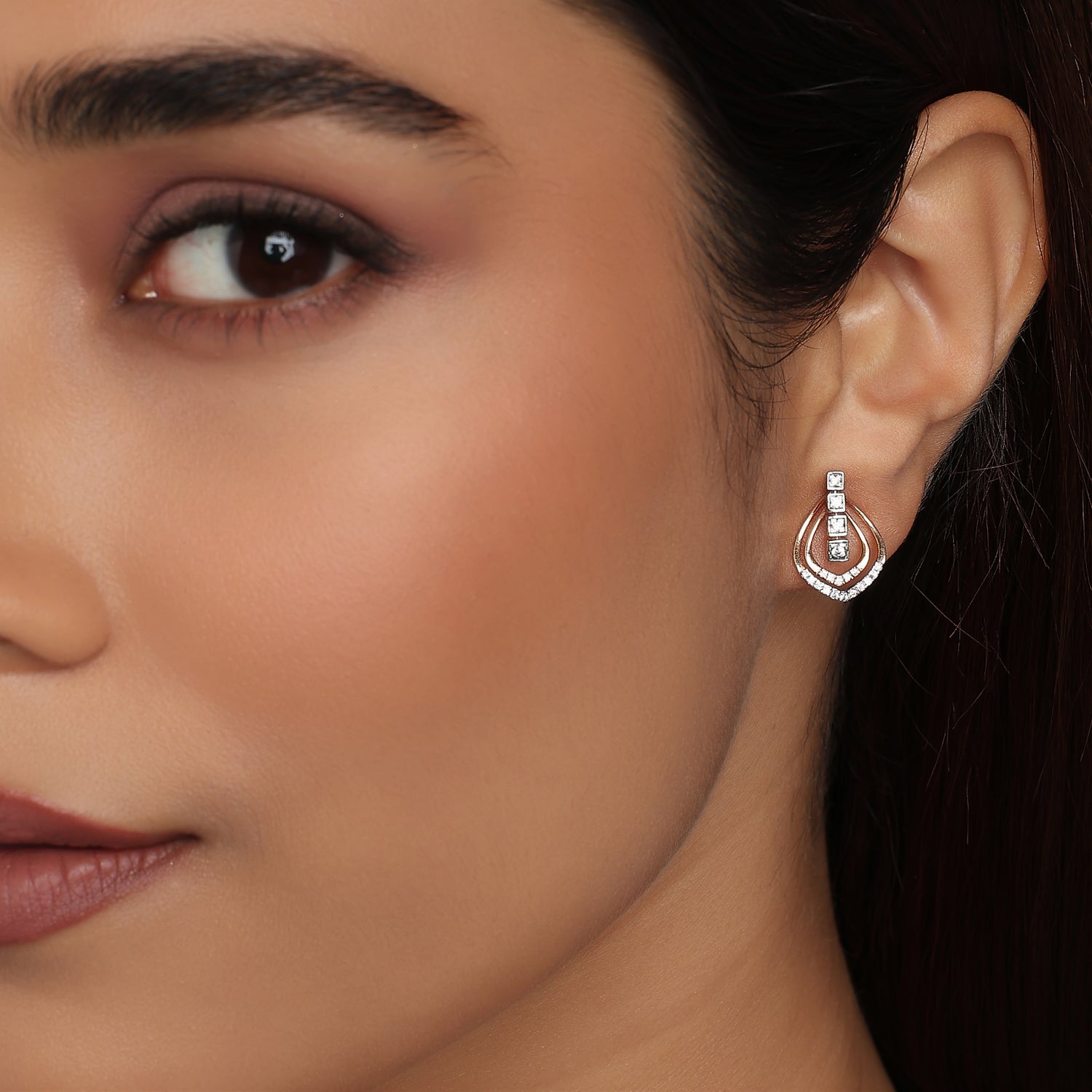 Radiant Double Pear Shaped Drop Earrings With Brilliant Geometric Accents