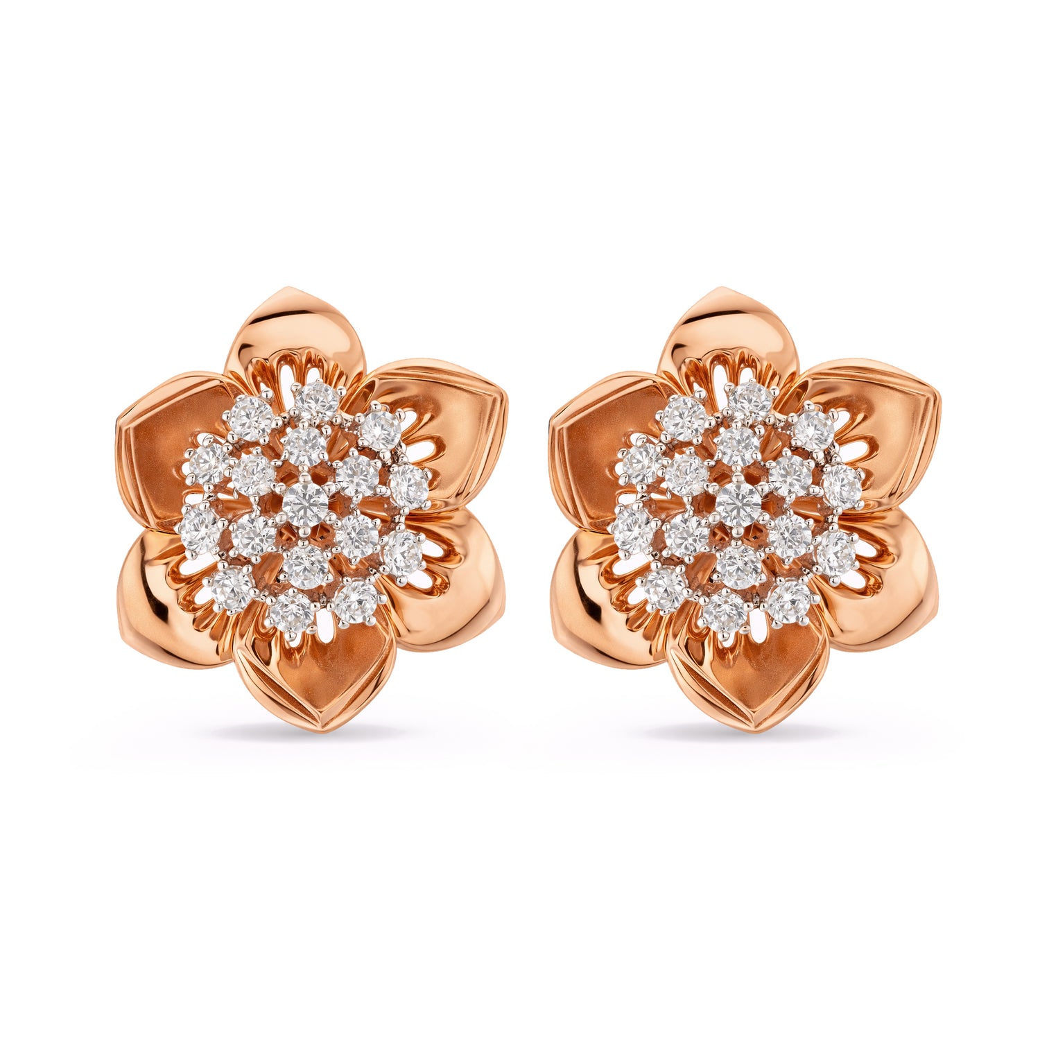 Golden Blossom Harmony Floral Stud Earrings with Timeless Grace