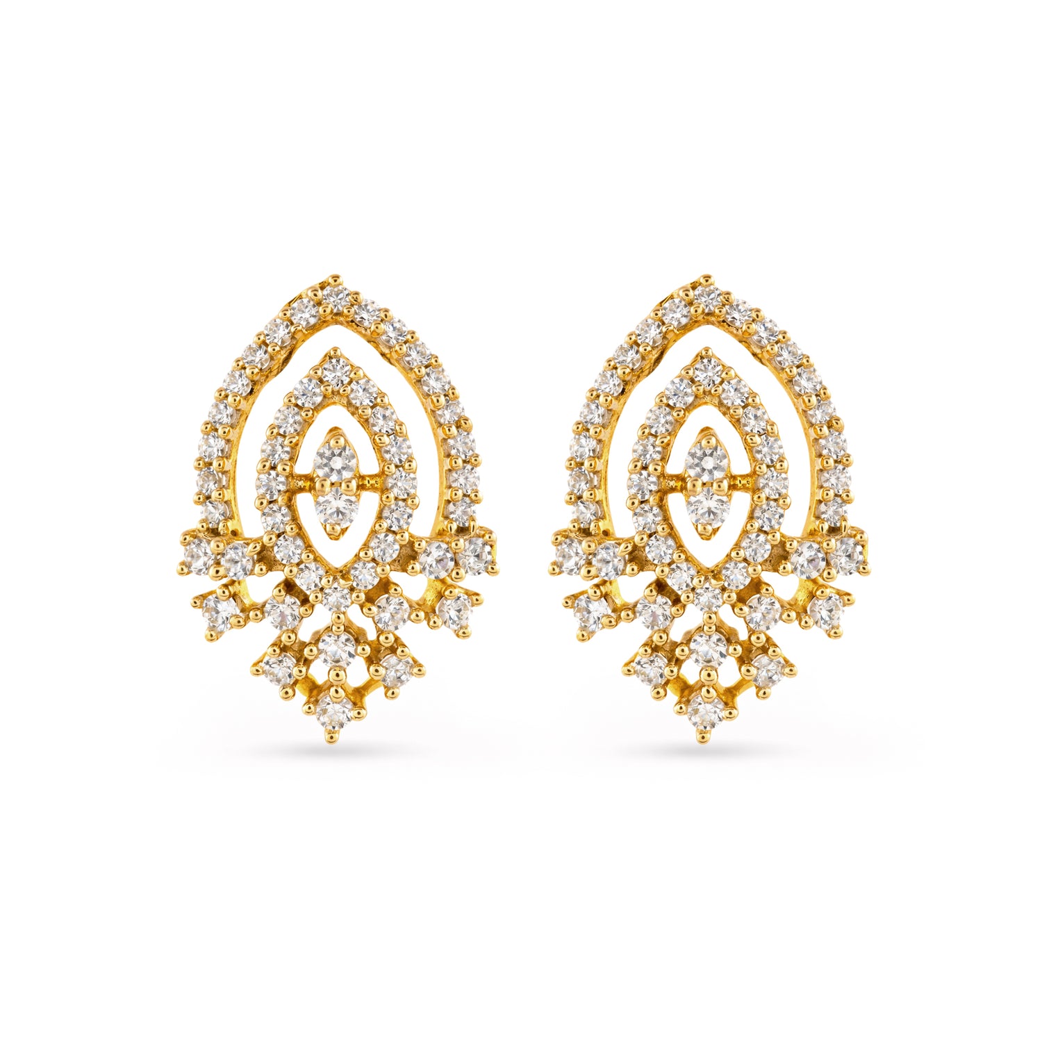 Elegant Layered Stud Earrings with Regal Floral Drop Accent