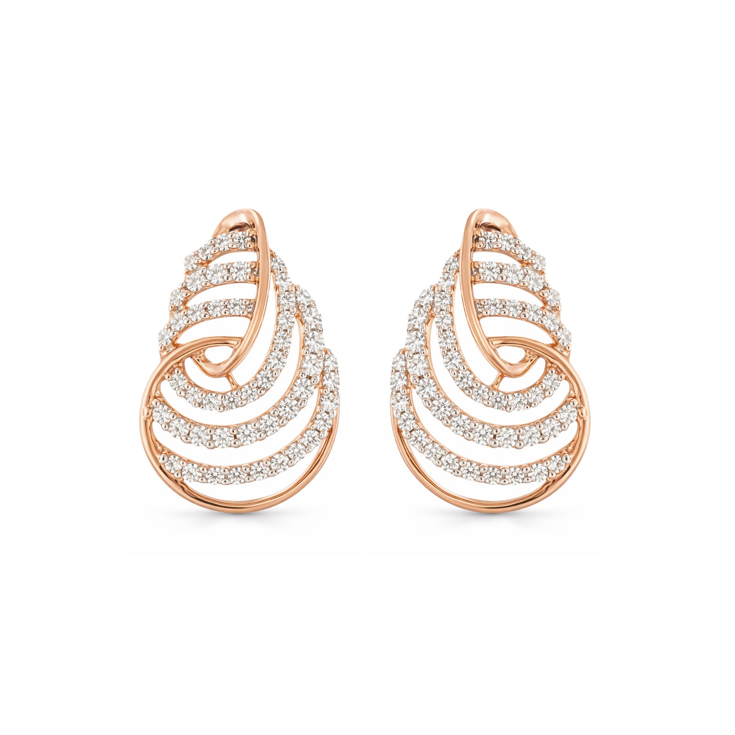 Sculptural Teardrop Wave Stud Earrings with Flowing Layers