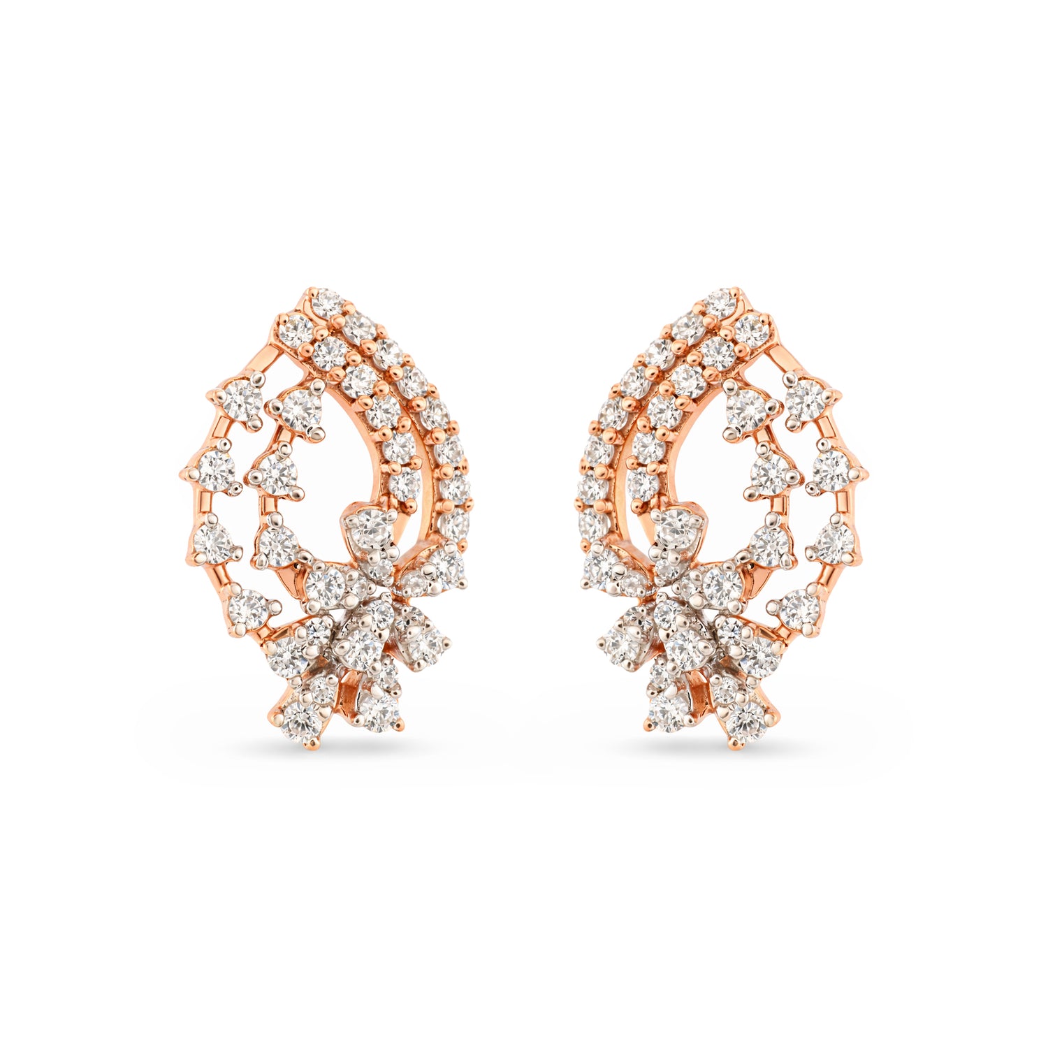 Graceful Leaf Silhouette Drop Earrings with Sculpted Sparkle