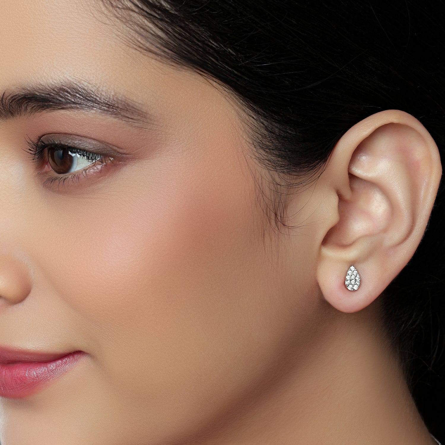 Delicate Teardrop Stud Earrings with Subtle Pave Elegance