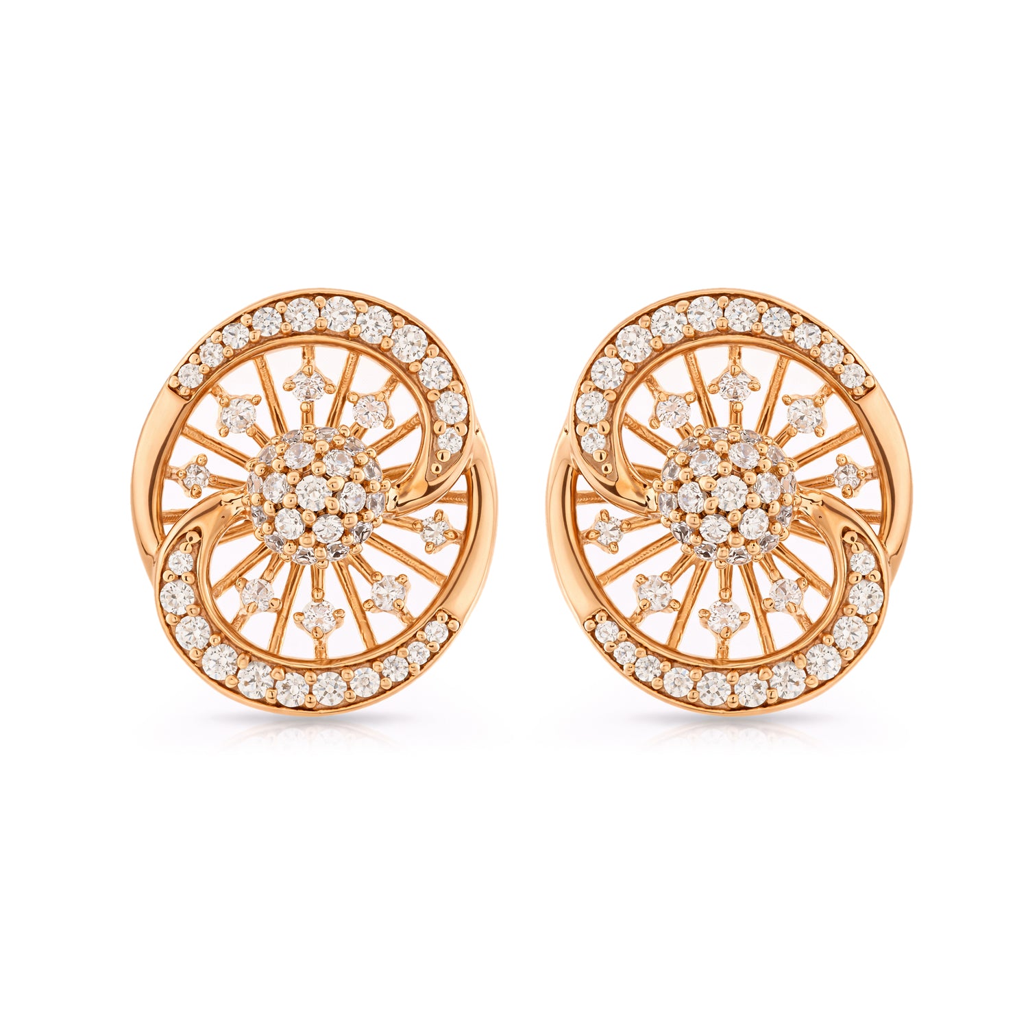 Radiant Wheel of Grace Circular Stud Earrings for Celebrations