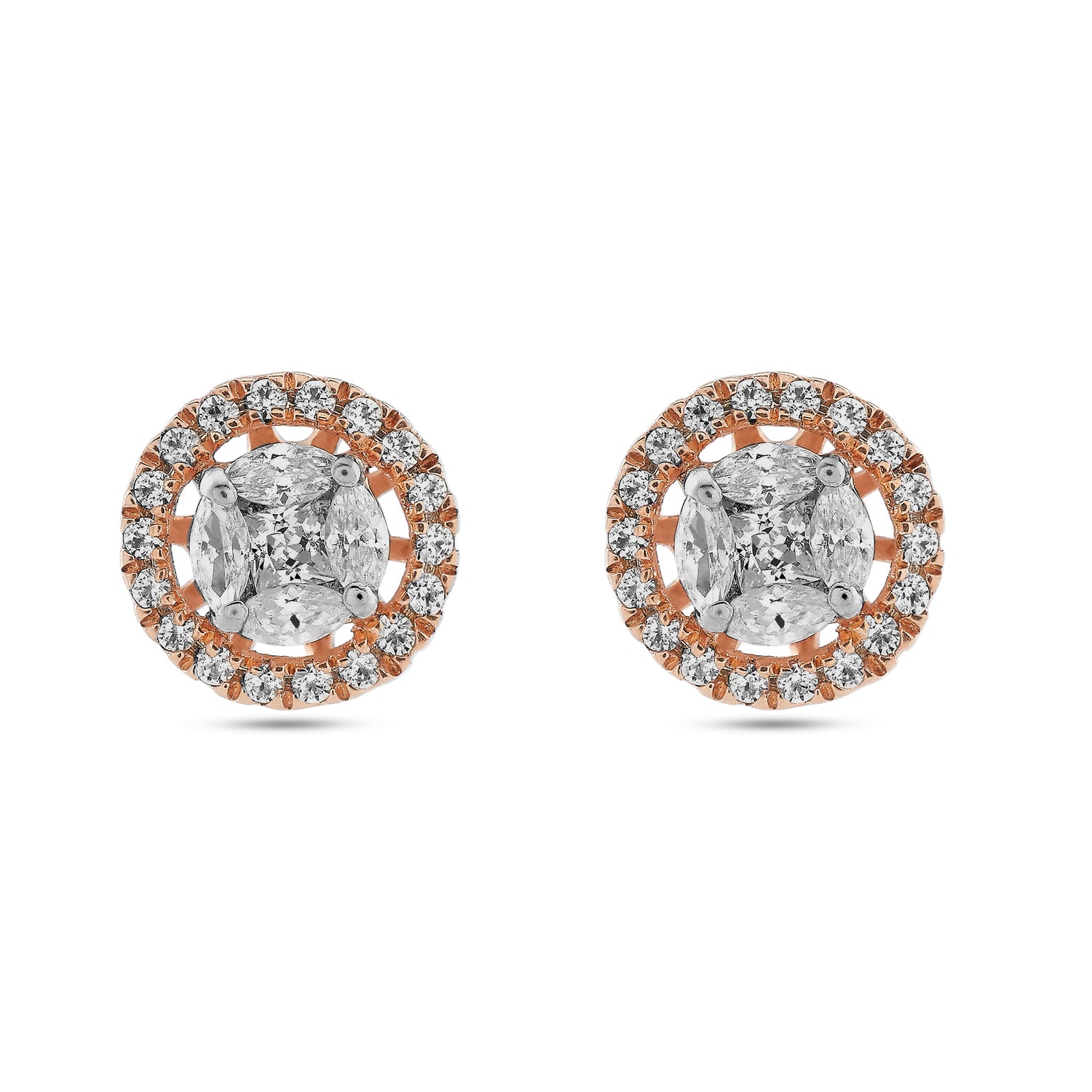Graceful Sparkling Circular Halo Stud Earrings For Eternal Radiance