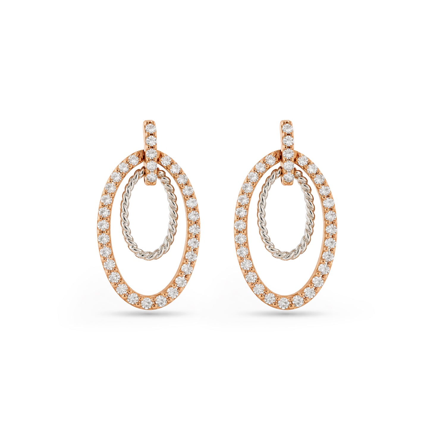 Timeless Double Oval Drop Earrings with Graceful Sparkle