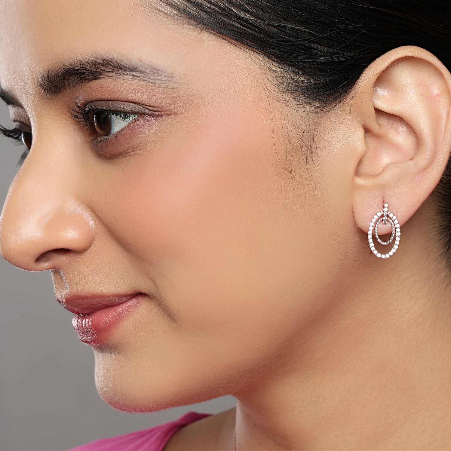 Timeless Double Oval Drop Earrings with Graceful Sparkle