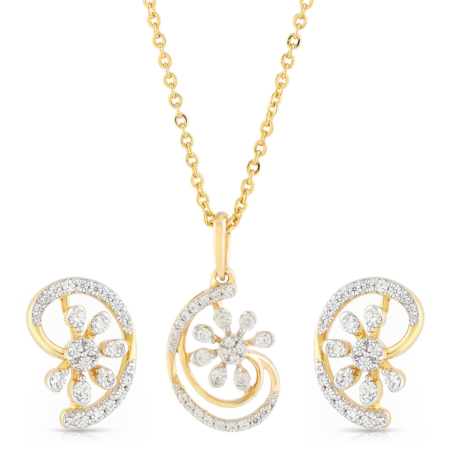 Radiant Floral Swirl Pendant and Earring Set for Eternal Grace