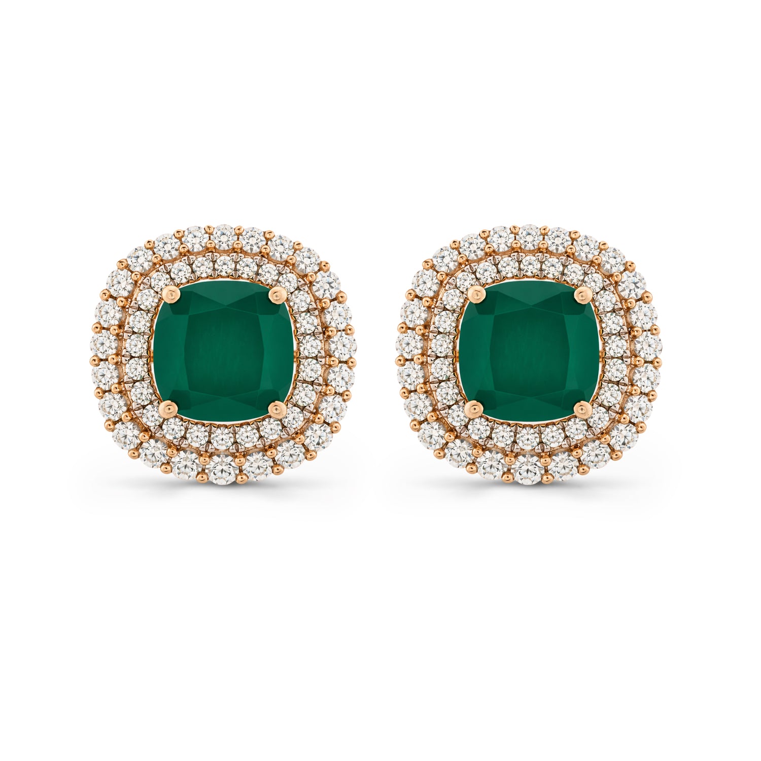 Refined Cushion Halo Stud Earrings with Structured Classic Silhouette