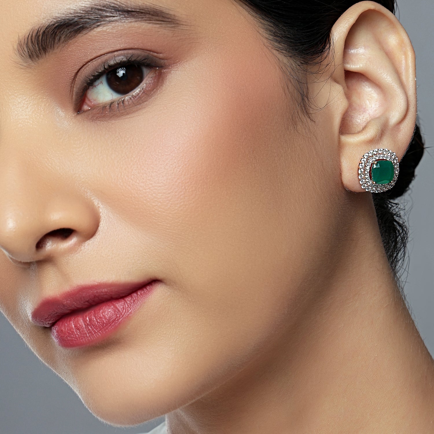 Refined Cushion Halo Stud Earrings with Structured Classic Silhouette