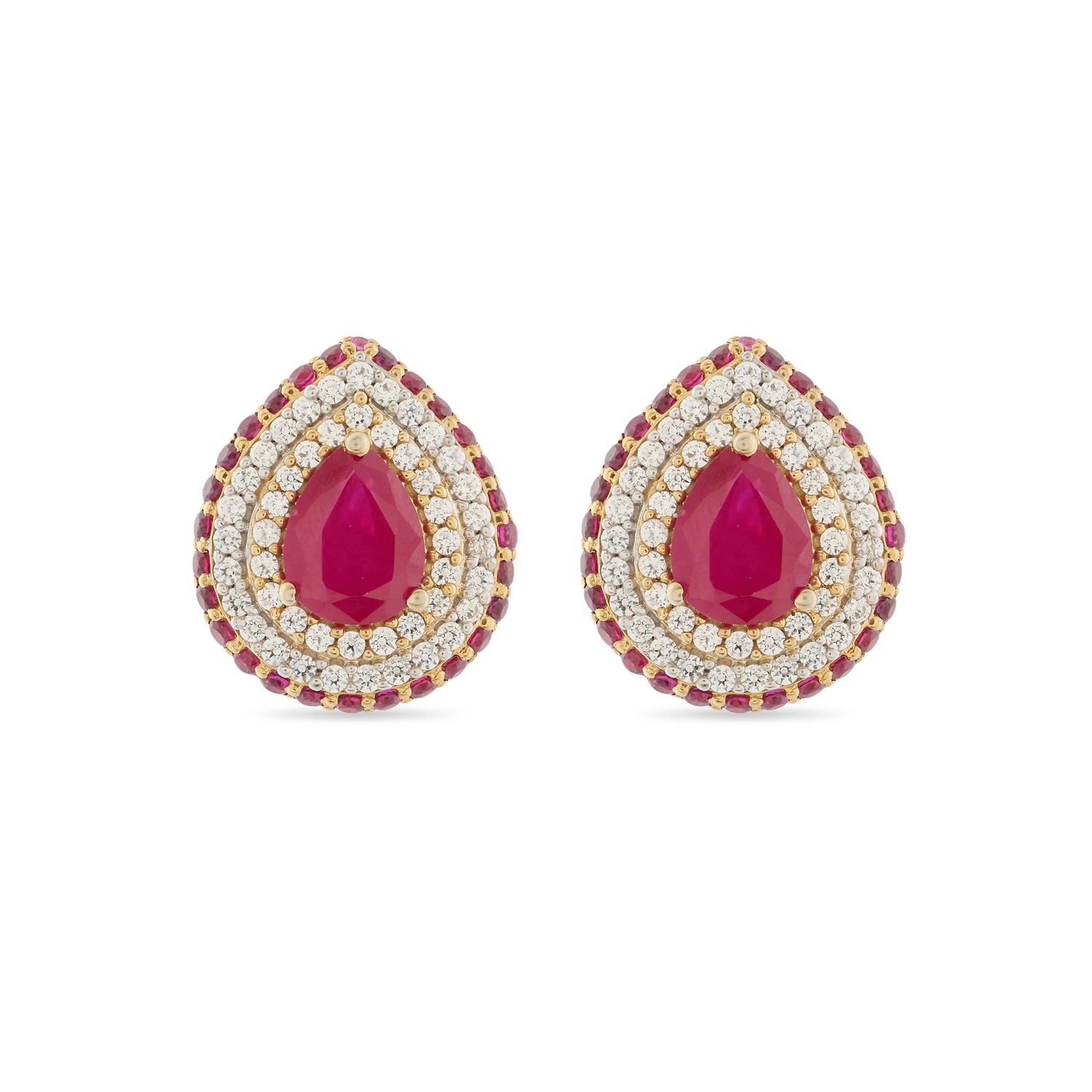 Royal Pear Frame Stud Earrings with Opulent Festive Grandeur