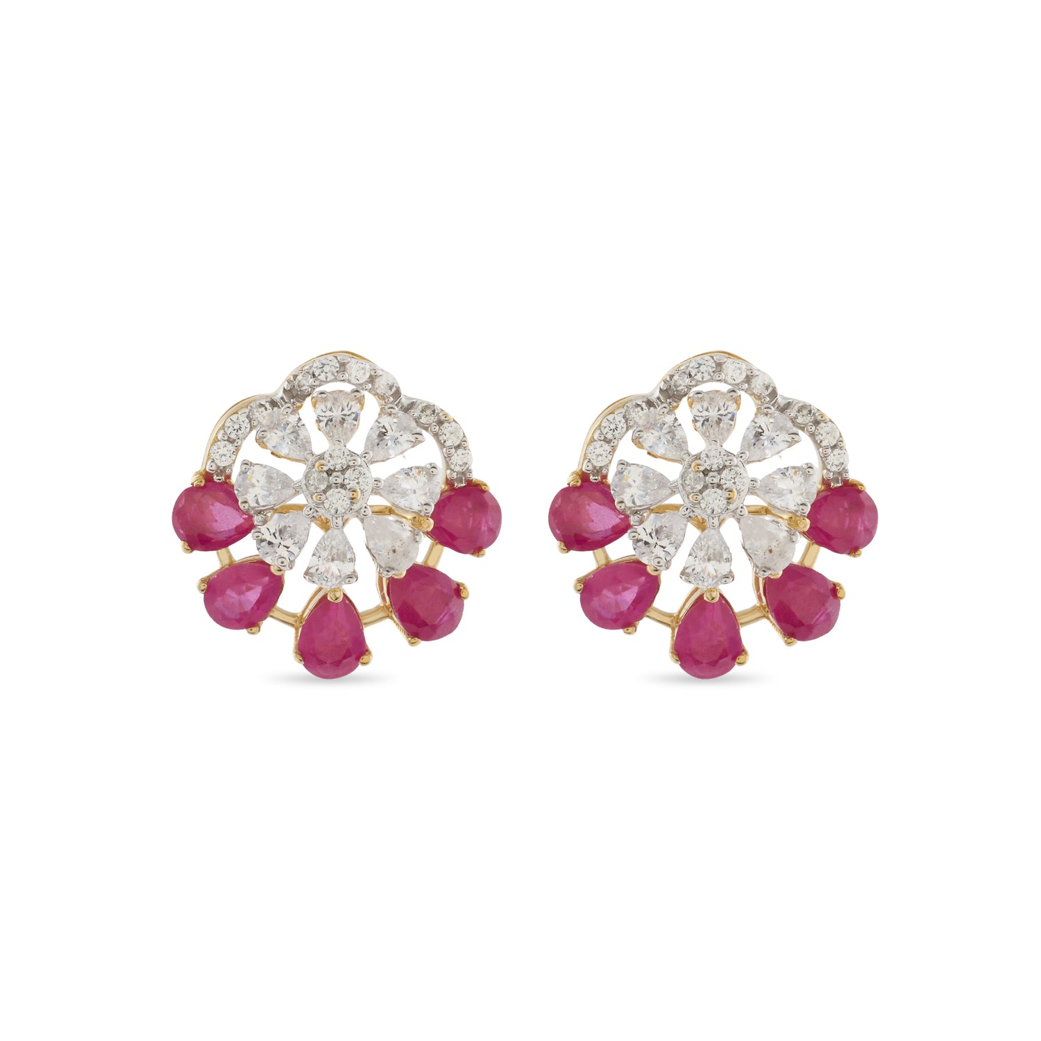 Romantic Blossom Halo Stud Earrings with Luminous Petals