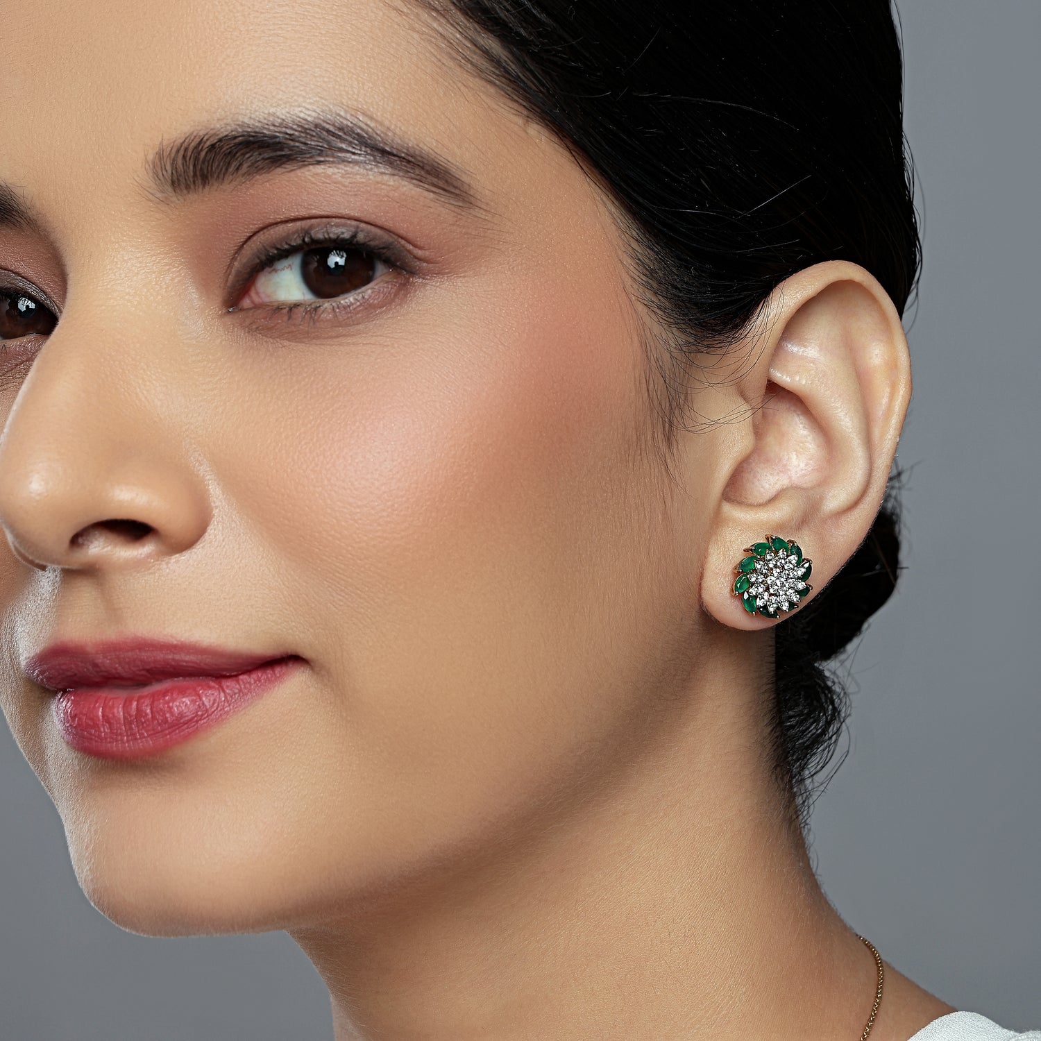 Radiant Floral Swirl Stud Earrings with Timeless Festive Charm