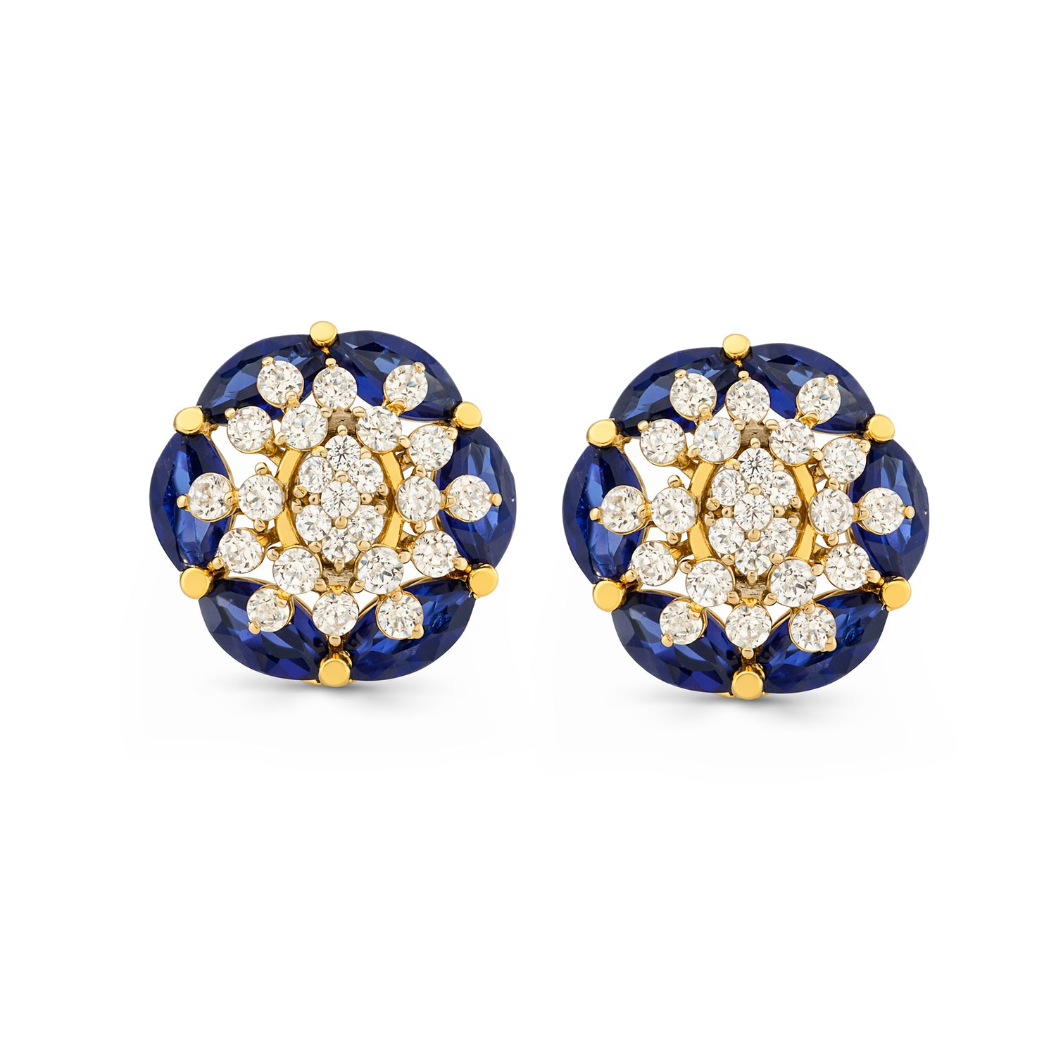 Celestial Bloom Stud Earrings with Radiant Starburst Design