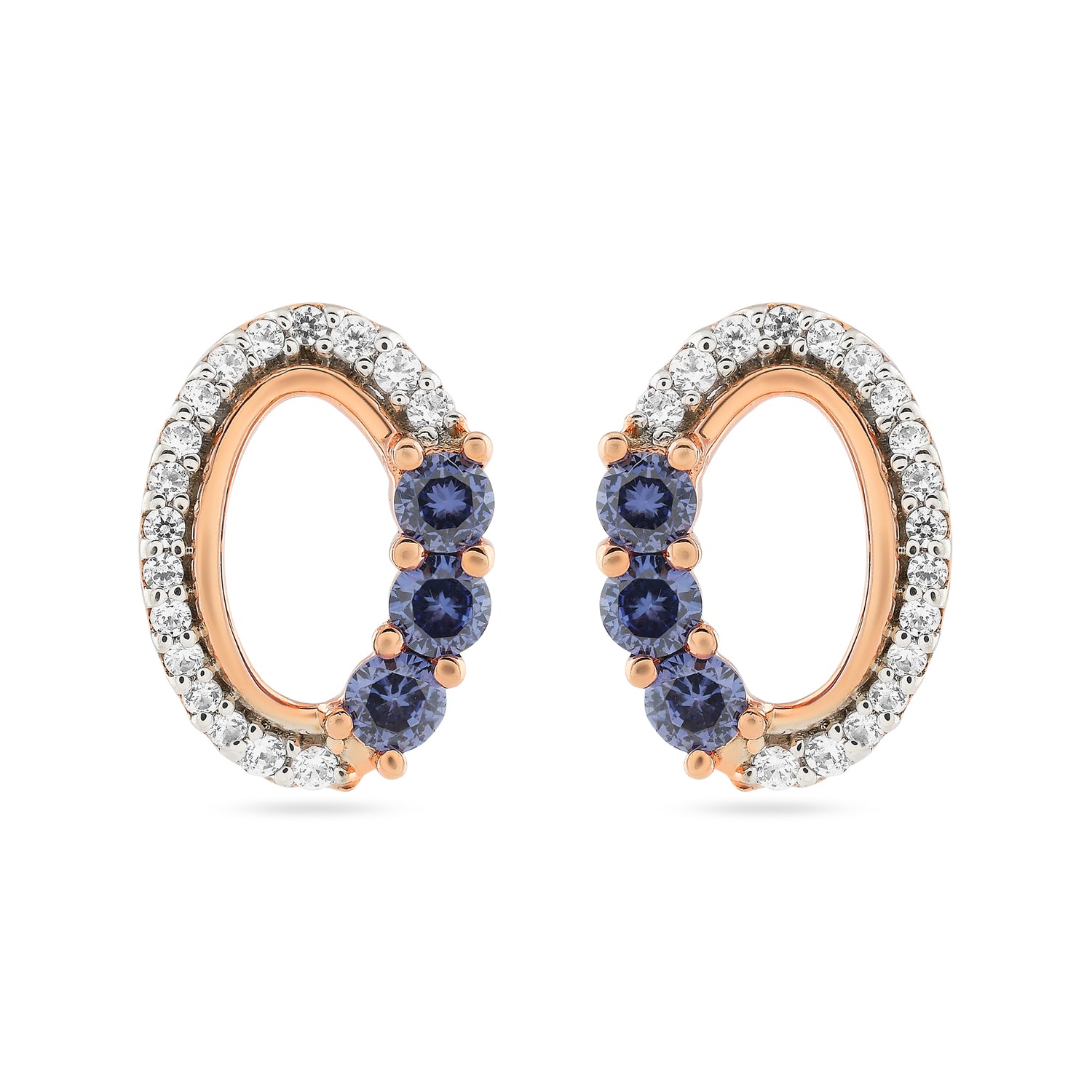 Exquisite Oval Halo Stud Earrings Featuring a Radiant Trio of Brilliant Accents