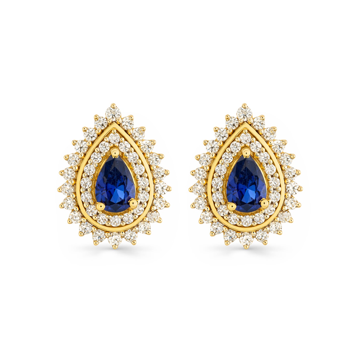 Timeless Halo Stud Earrings with Teardrop Center and Classic Elegance