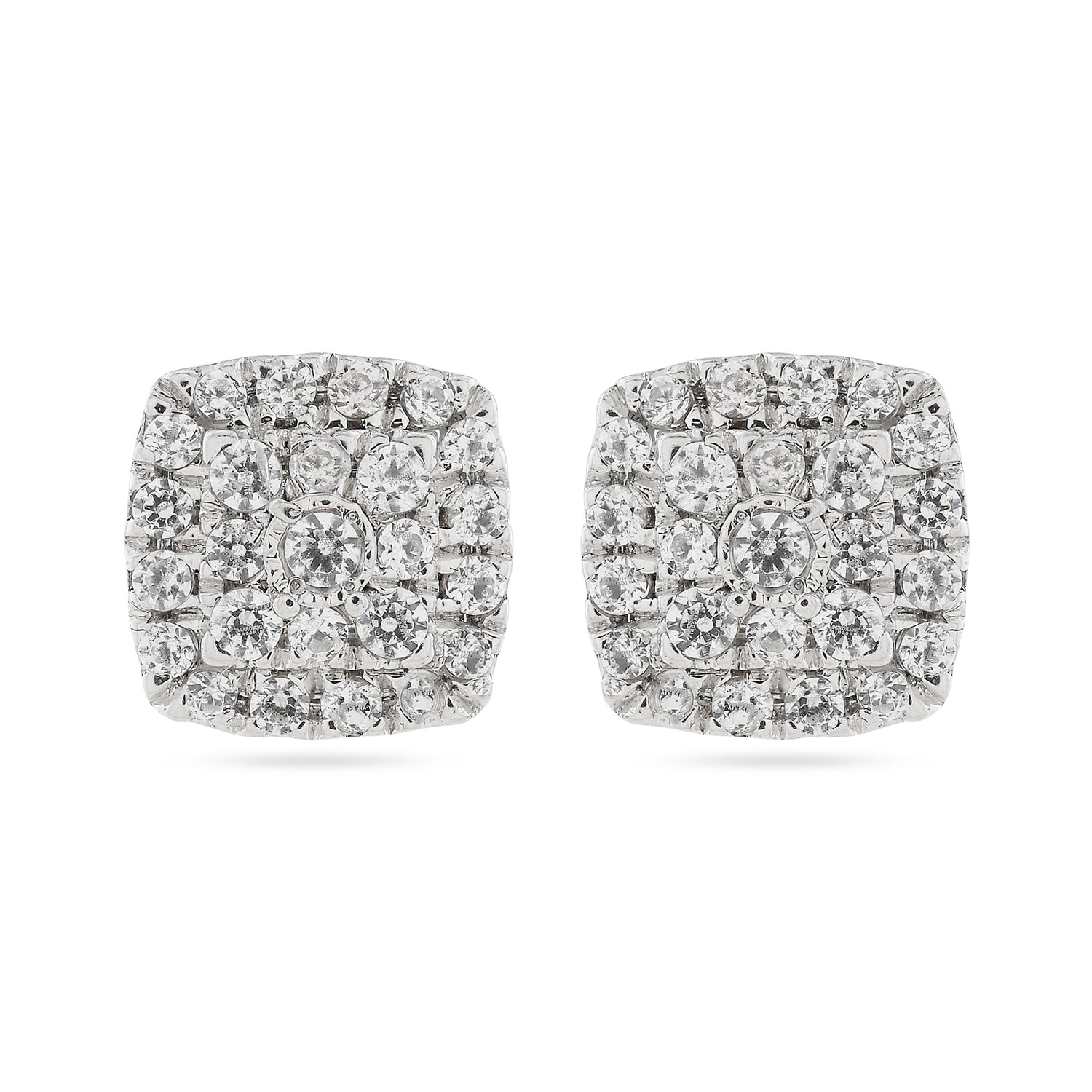 Radiant Square Cluster Stud Earrings For Captivating And Timeless Elegance