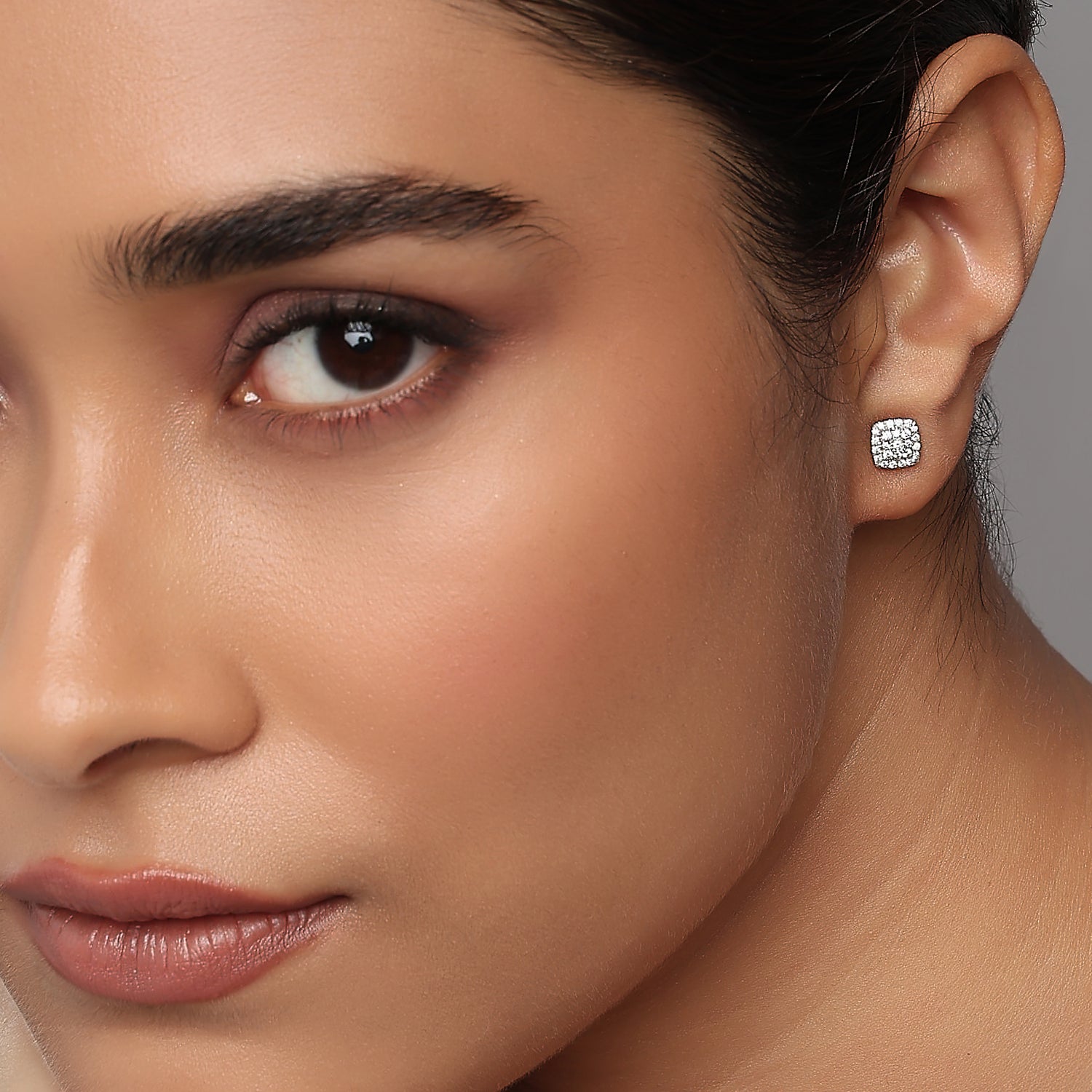 Radiant Square Cluster Stud Earrings For Captivating And Timeless Elegance