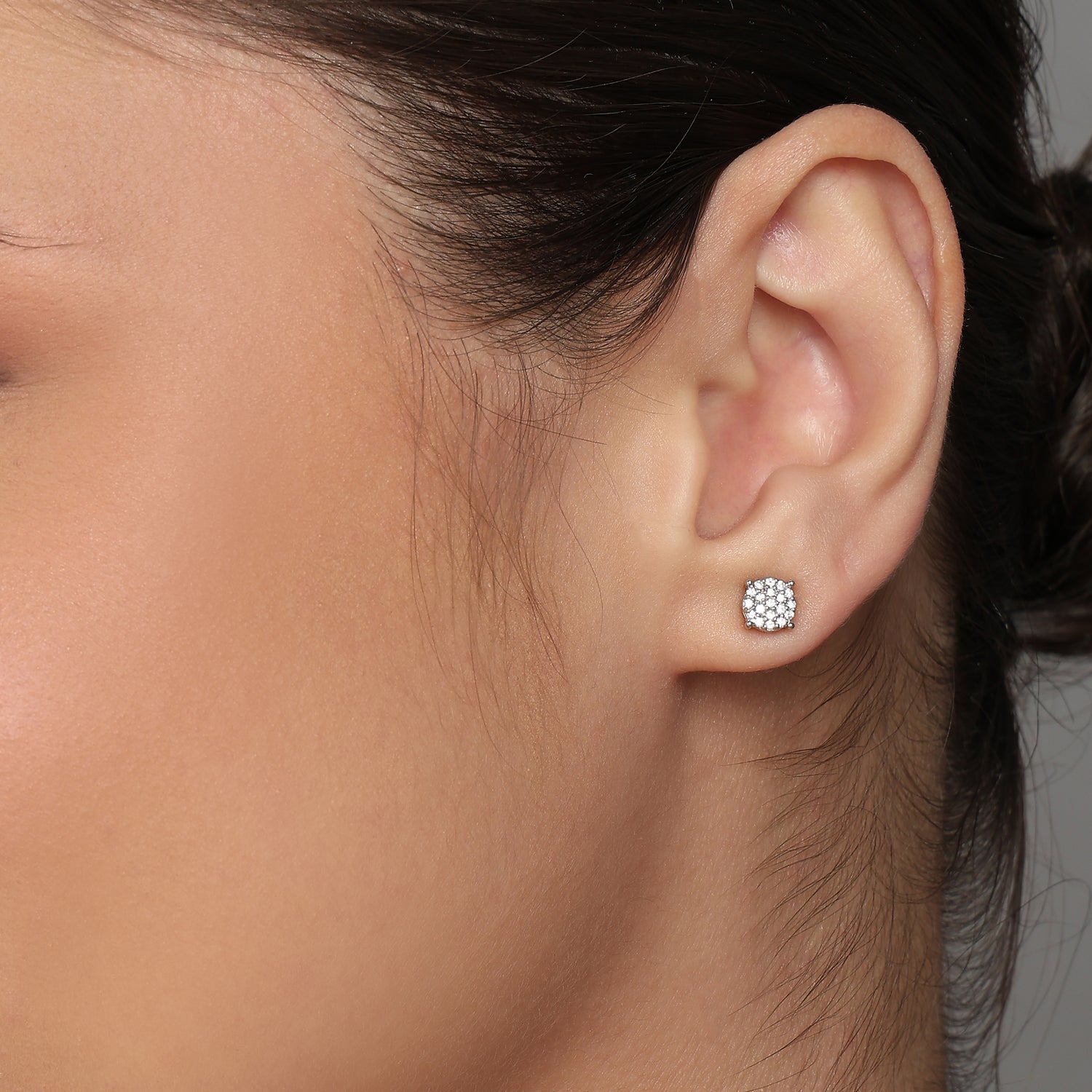 Whispering Sparkle Classic Cluster Stud Earrings for Elegance