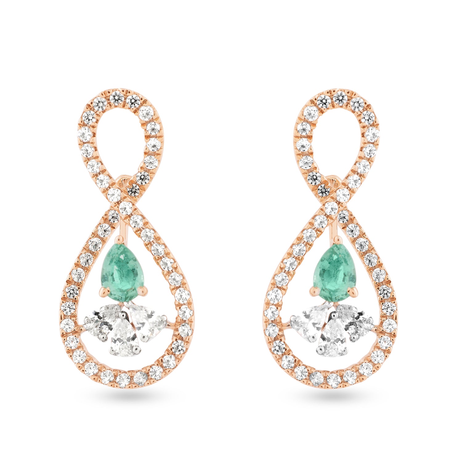 Enchanting Infinity Drop Earrings With Radiant Pear Cut Center Stones