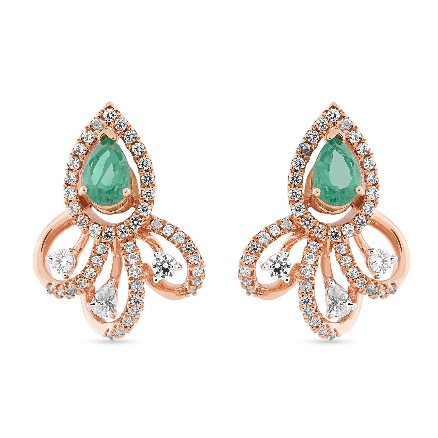 Exquisite Pear Cut Gemstone Stud Earrings With Romantic Floral Halo