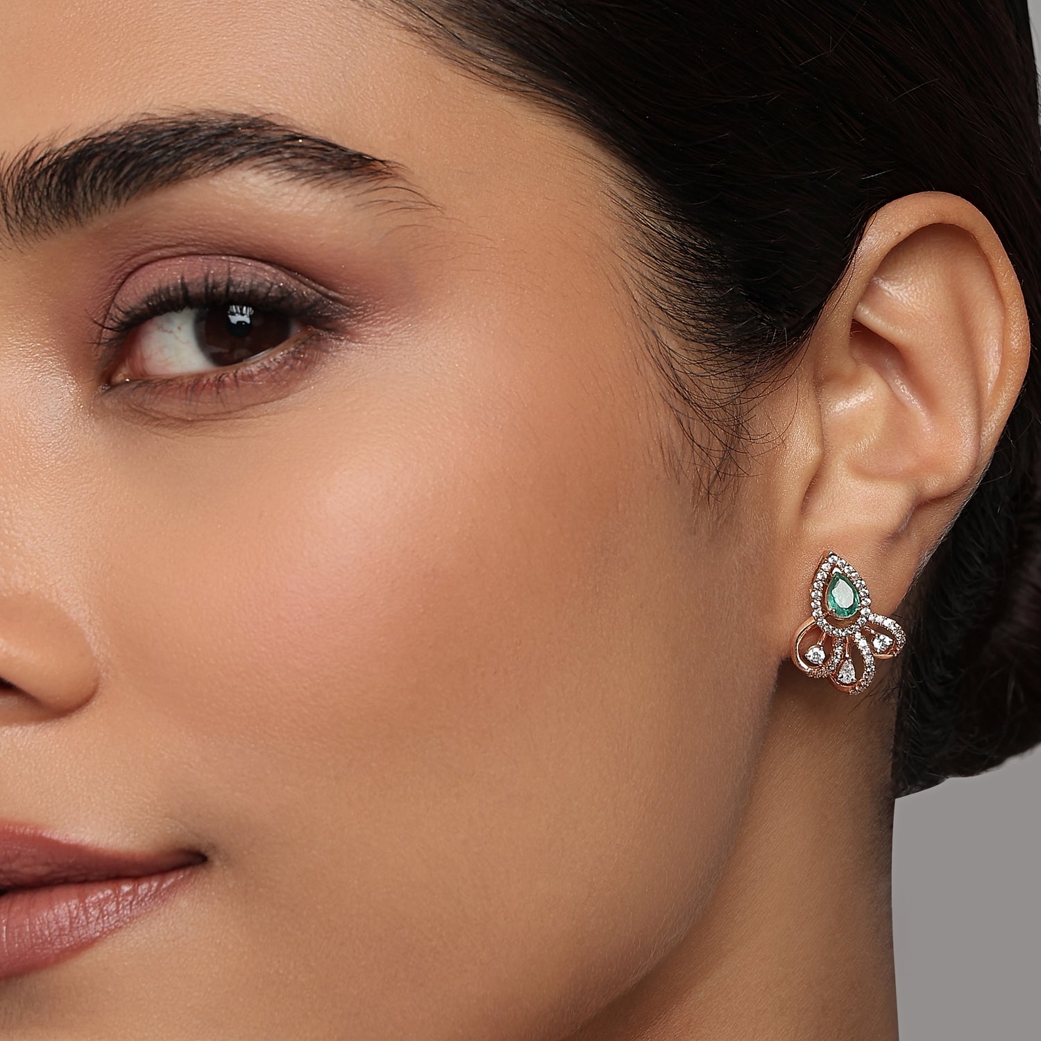 Exquisite Pear Cut Gemstone Stud Earrings With Romantic Floral Halo