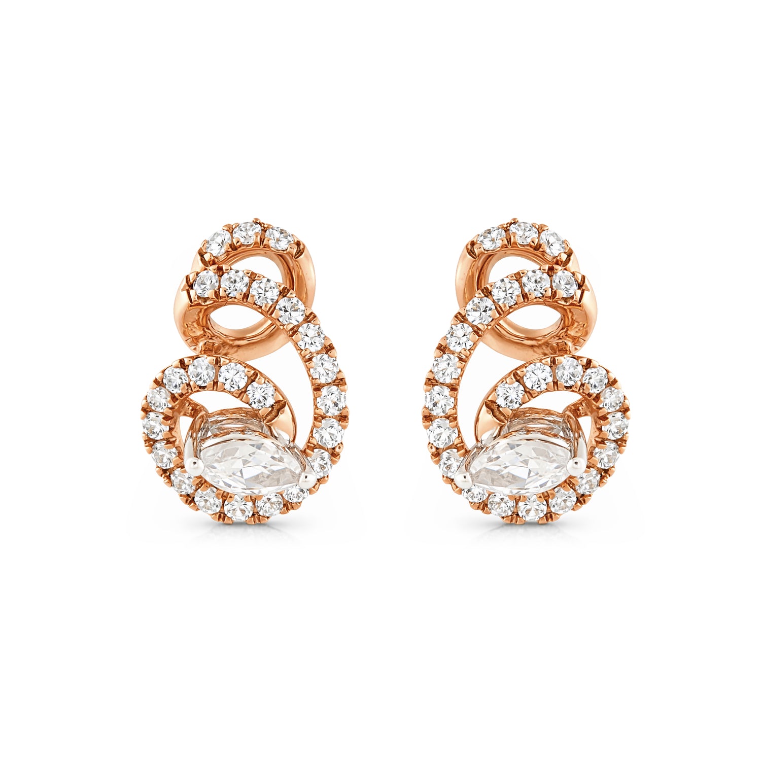 Eternal Interlocking Halo Drop Earrings with Marquise Accent