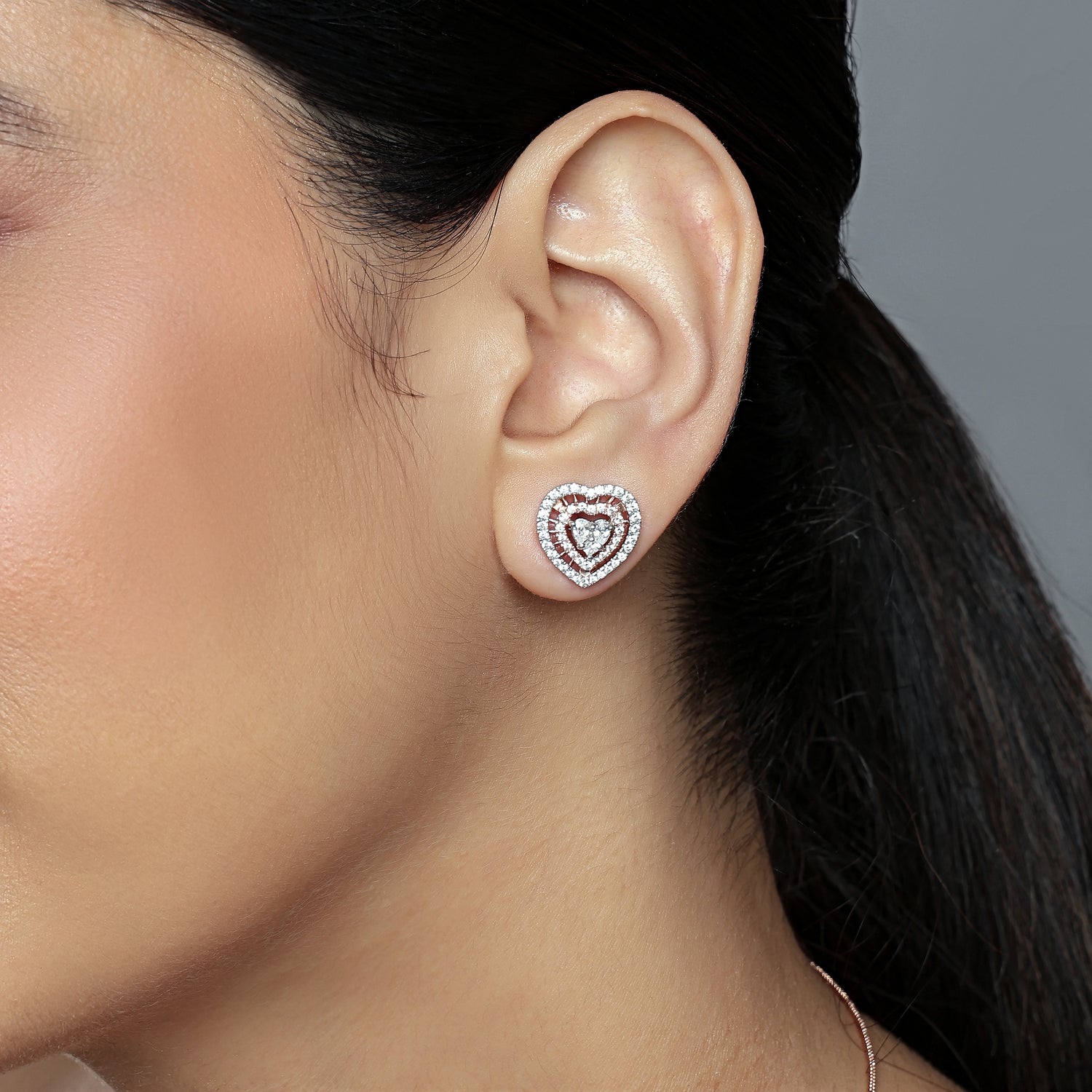 Romantic Heart Halo Stud Earrings with Timeless Love Appeal