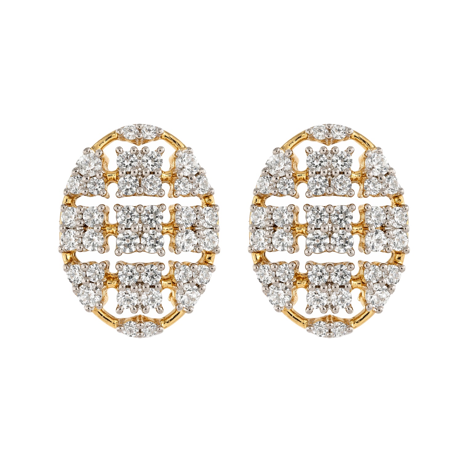 Geometric Oval Stud Earrings with Structured Modern Elegance